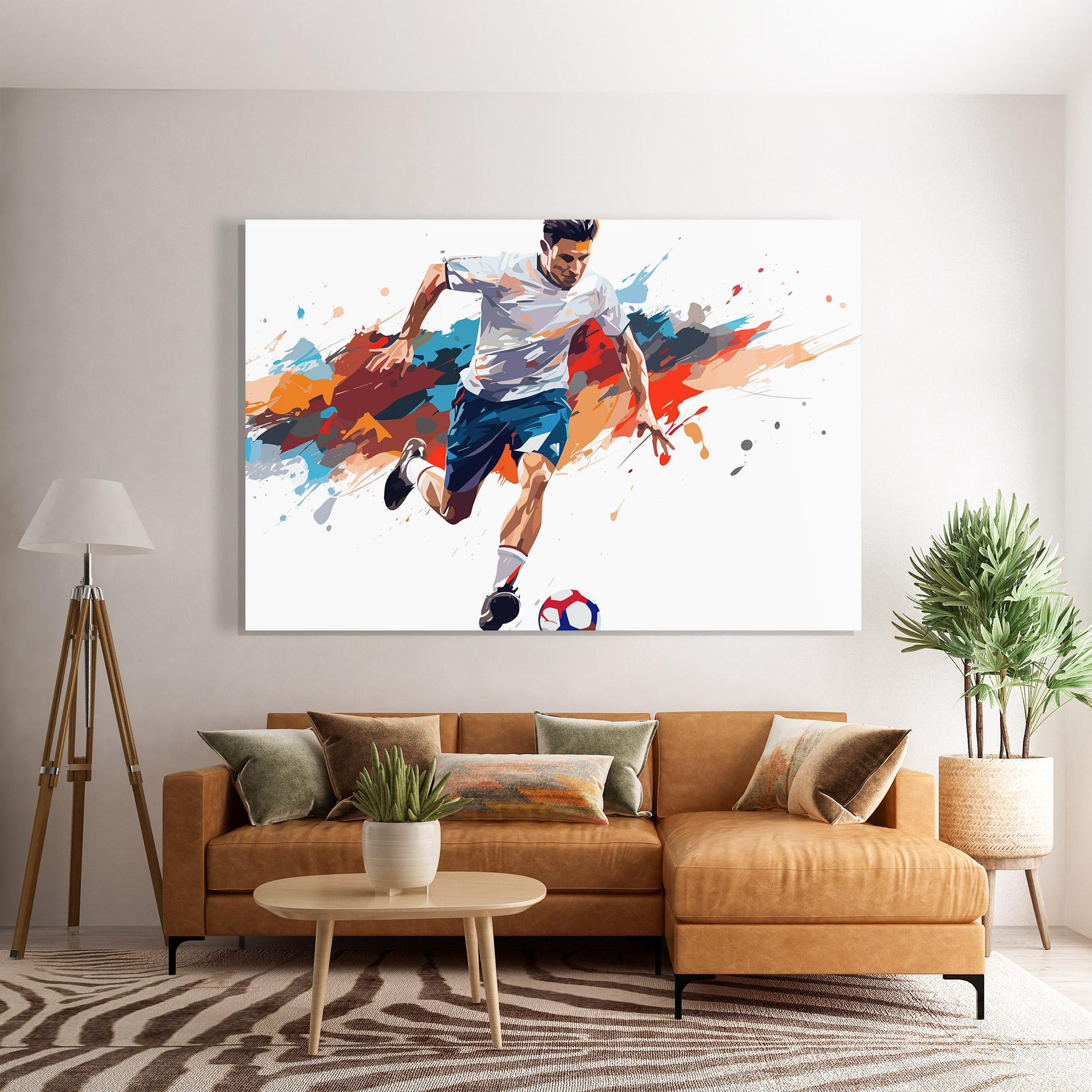 Glasbild Grey Blue Football mockup 7