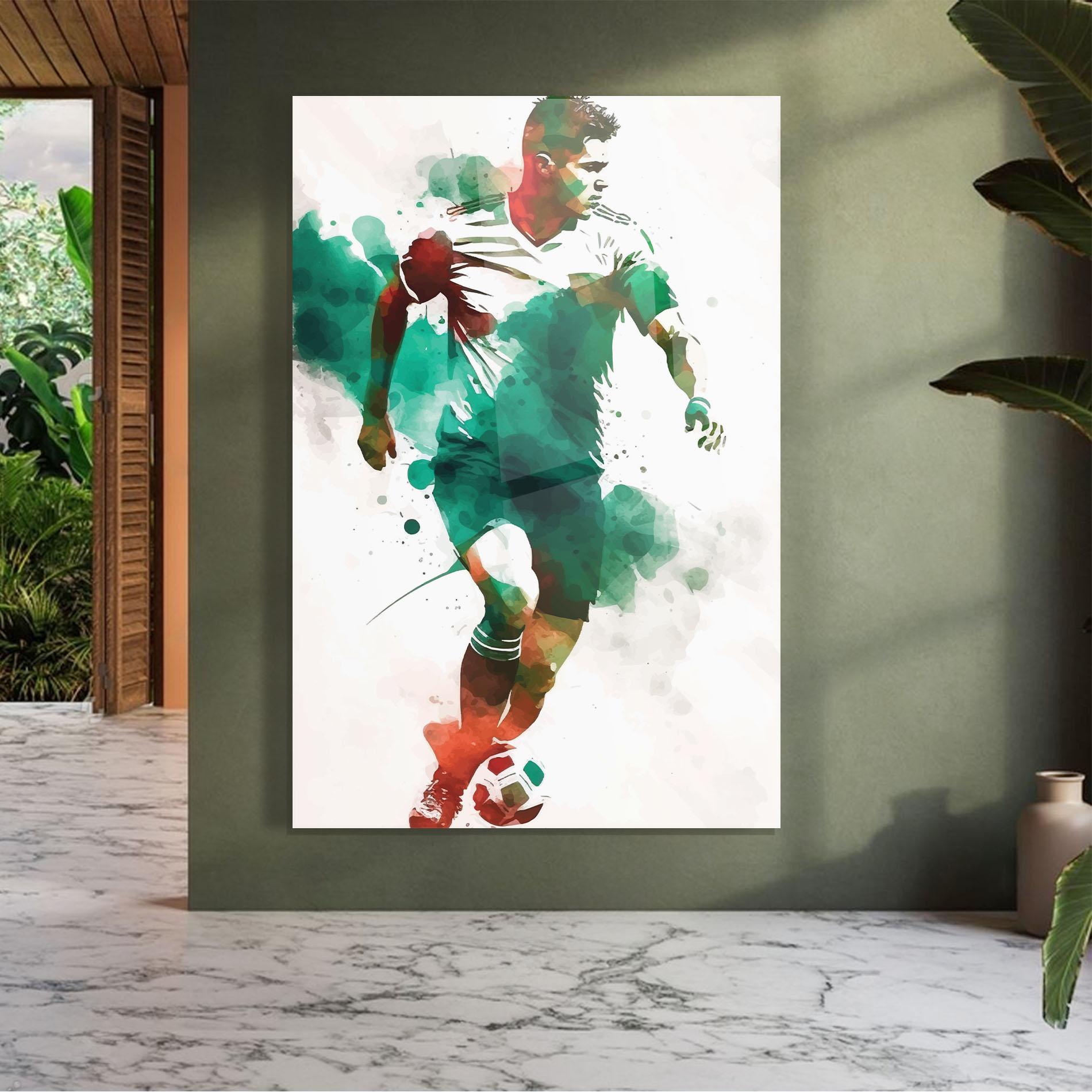 Glasbild Green Football mockup 7