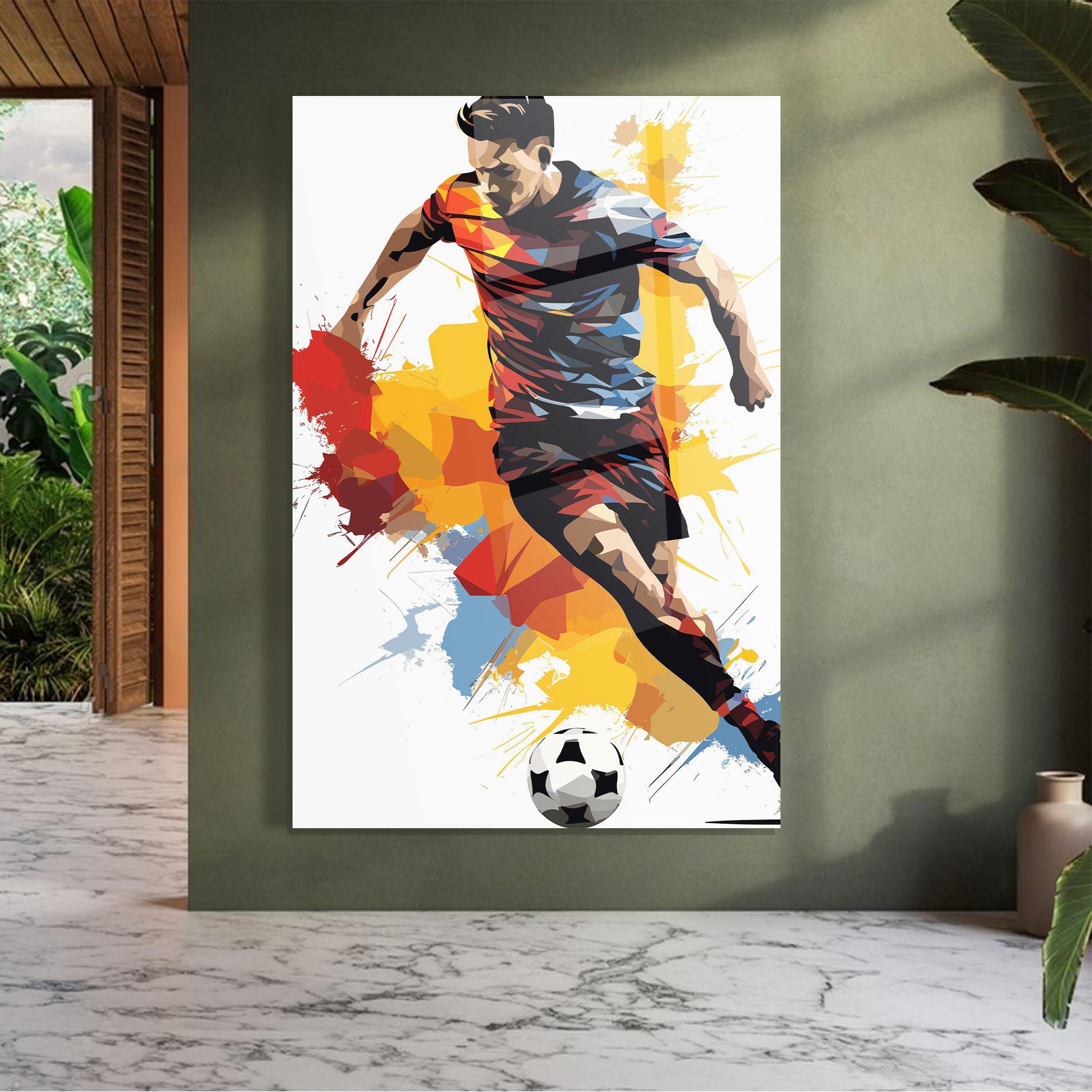 Glasbild Yellow Paint Football mockup 7