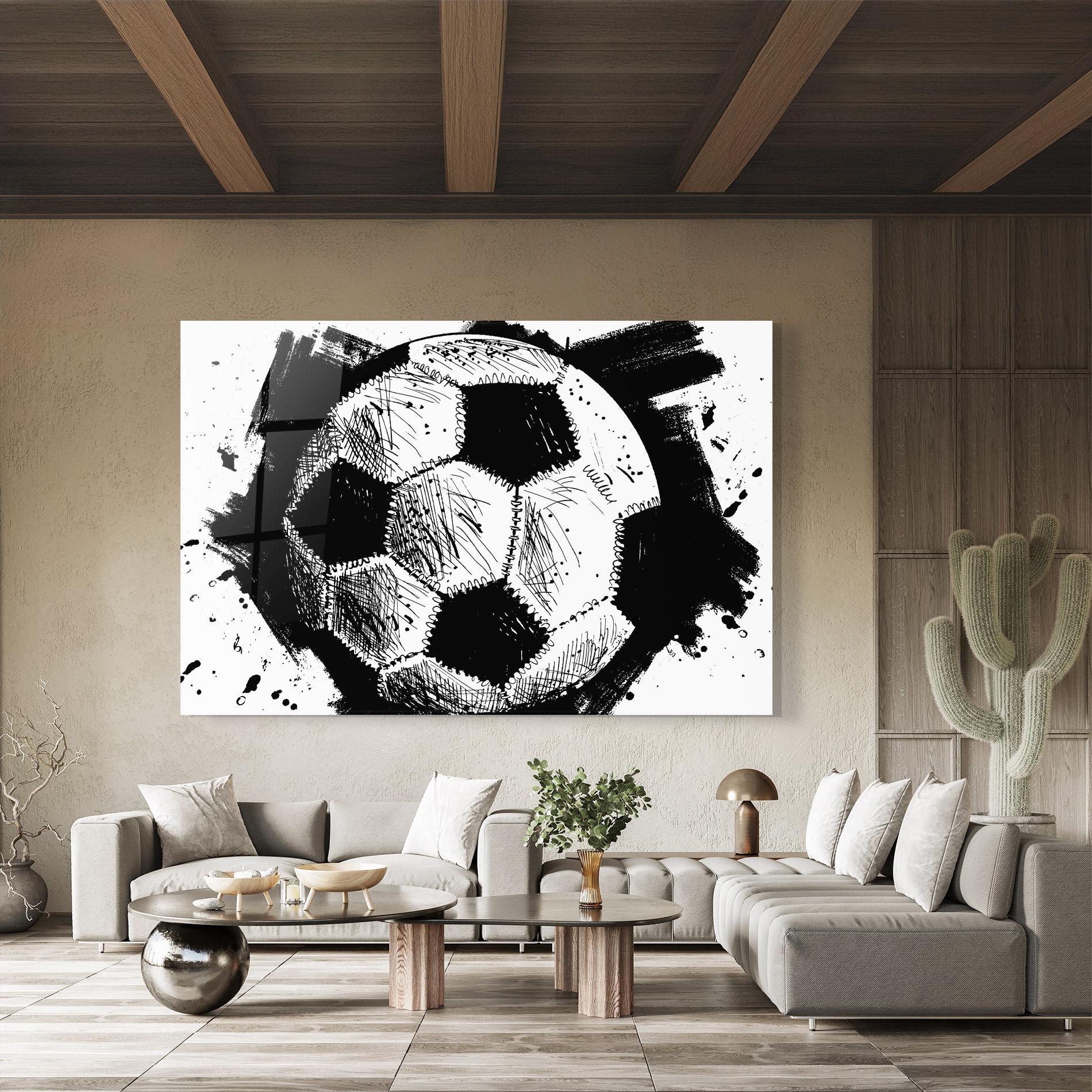 Glasbild Black Line Football mockup 8