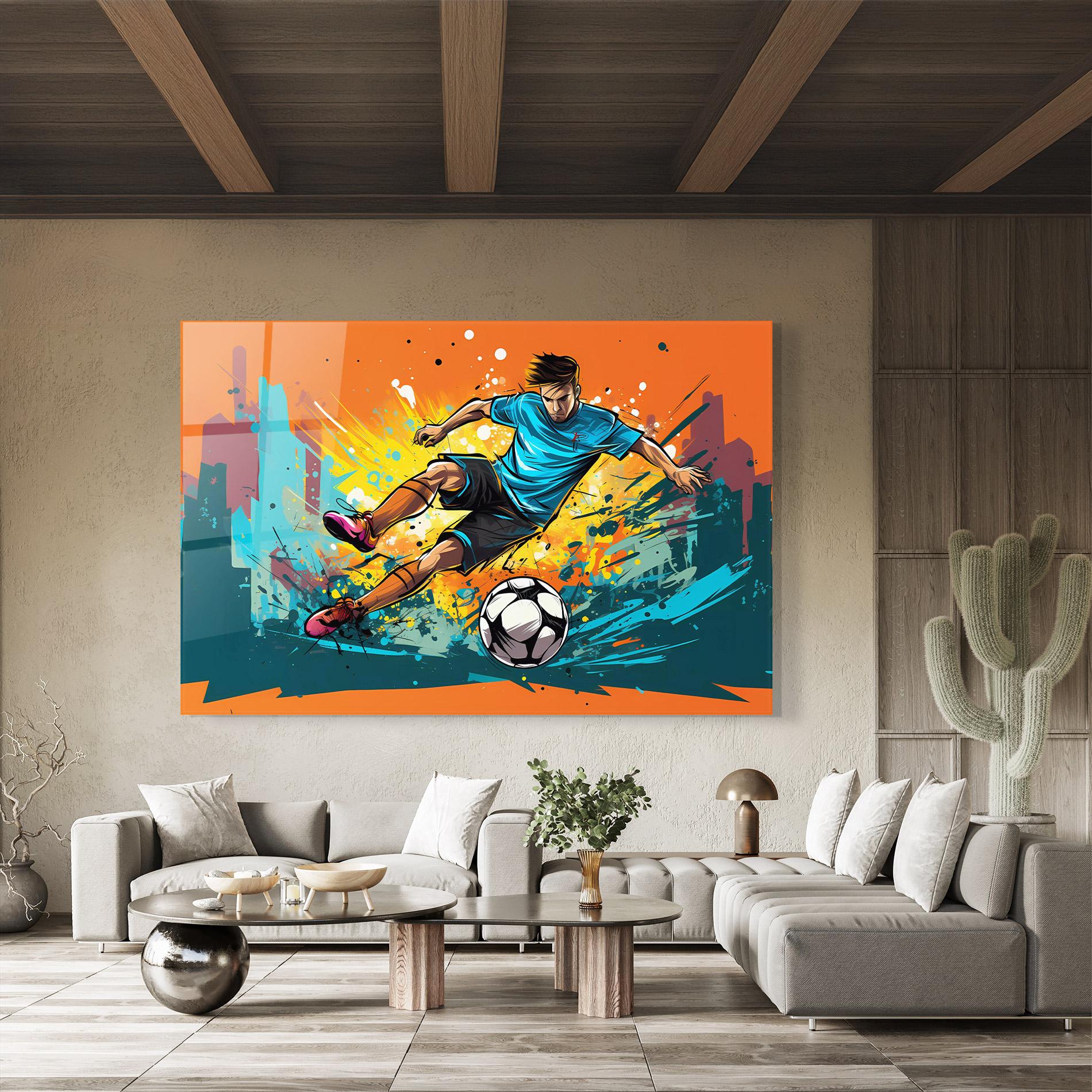 Glasbild Blue Tshirt Football mockup 8