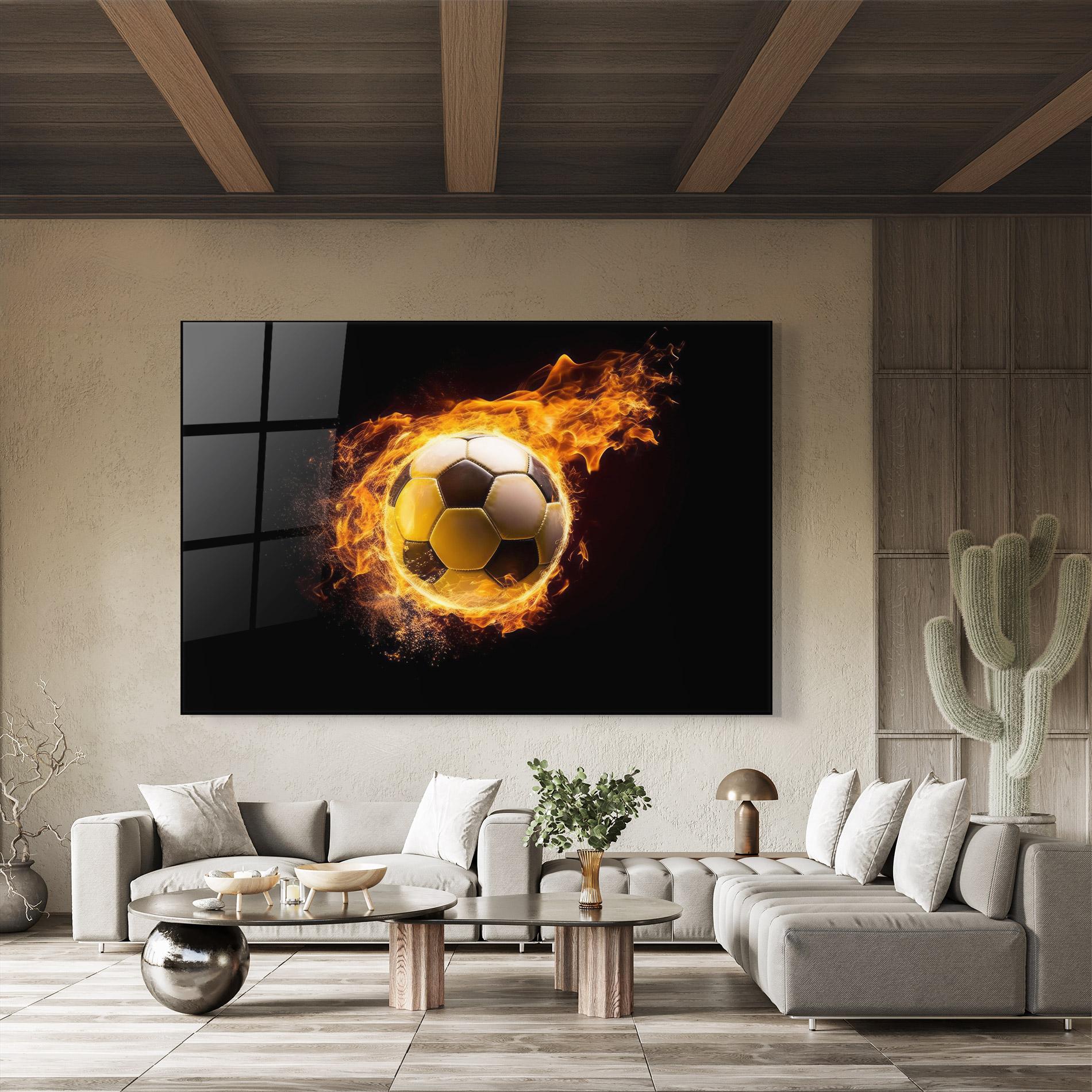 Glasbild Fire Football mockup 8