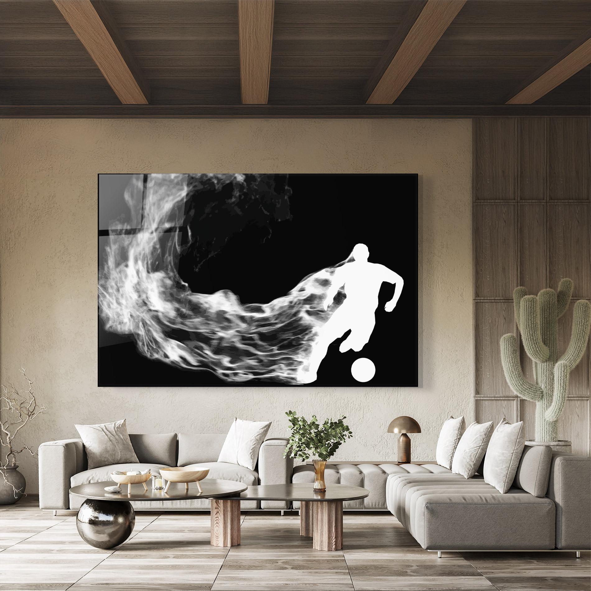 Glasbild Football White Smoke mockup 8