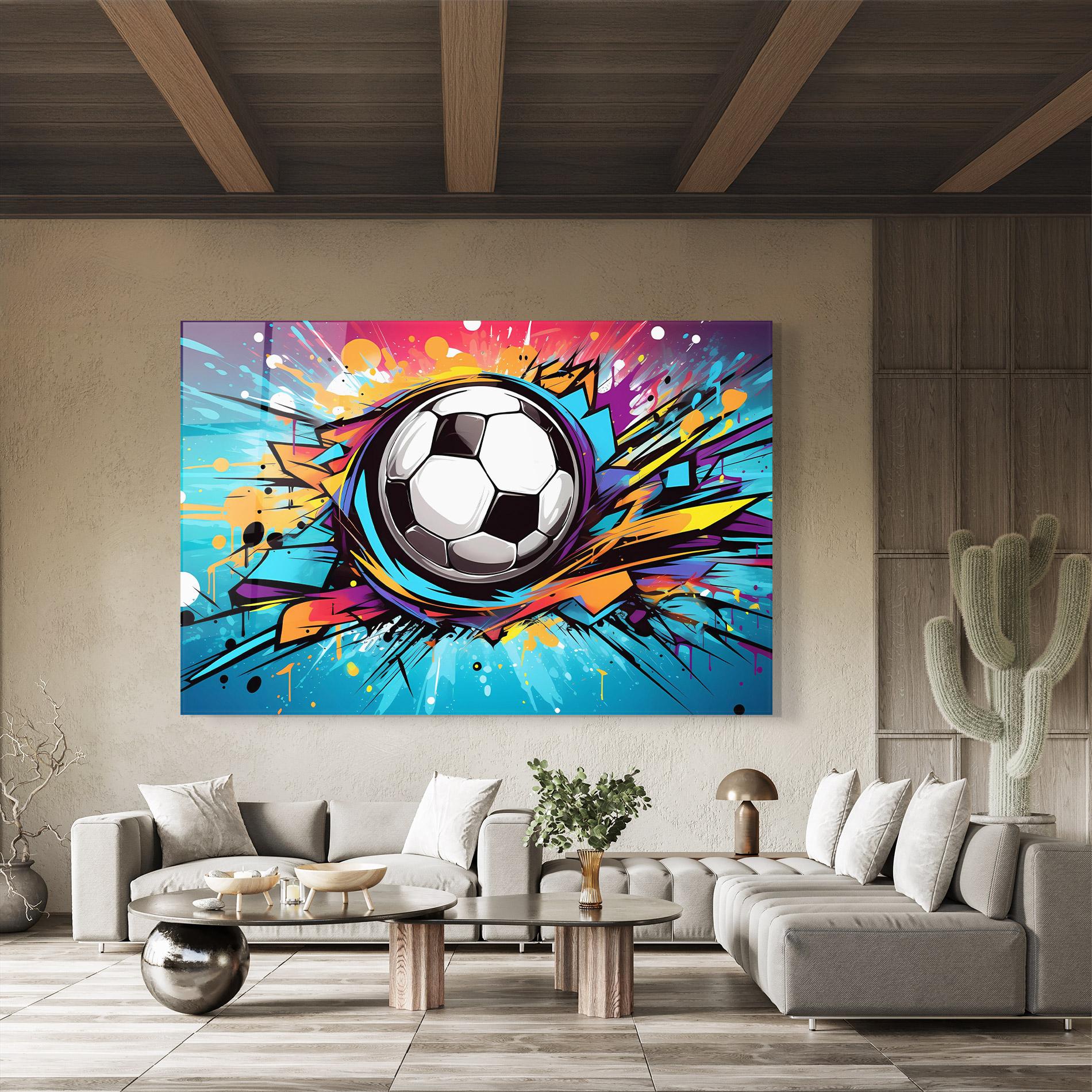 Glasbild Graffiti Football Flight mockup 8