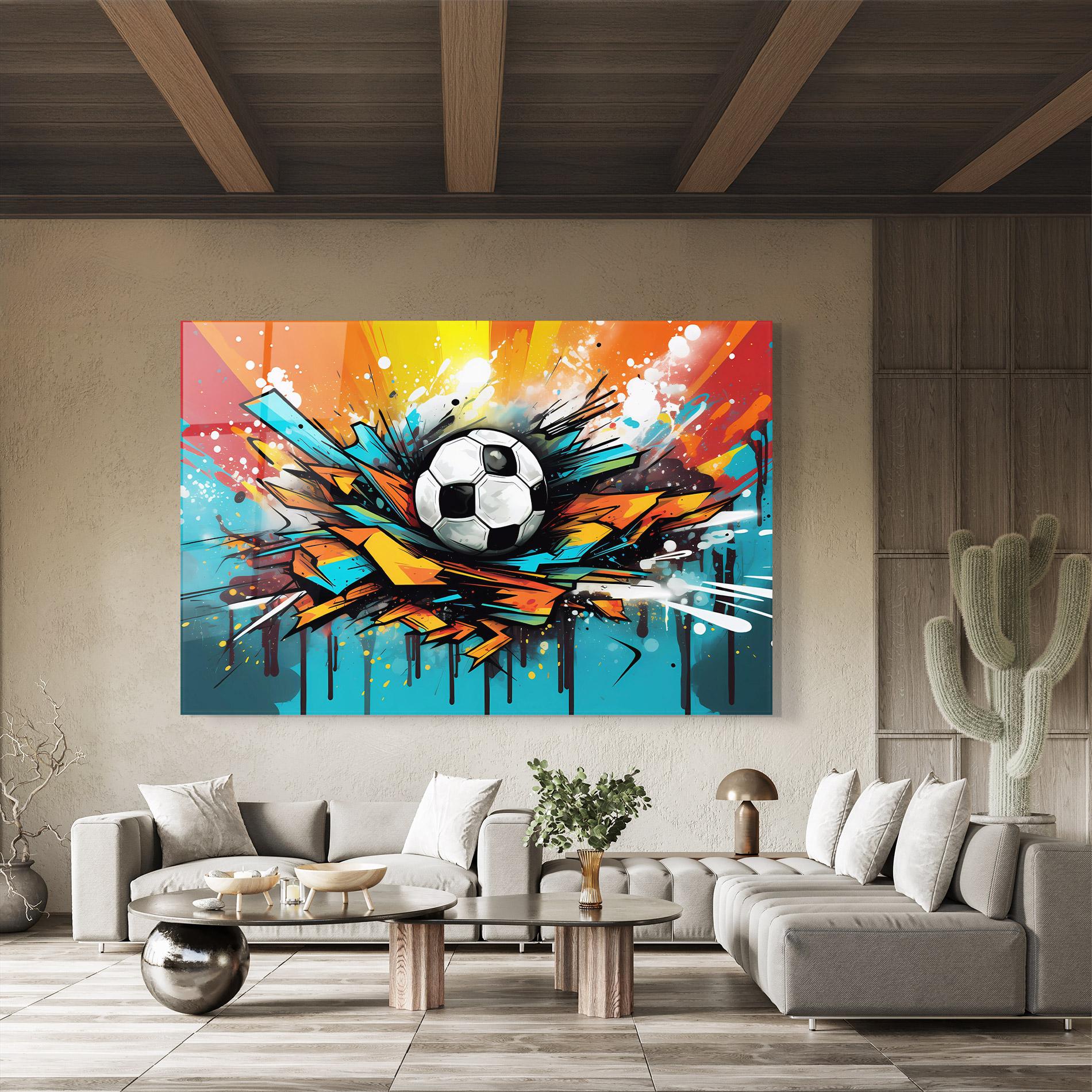 Glasbild Graffiti Style Football mockup 8