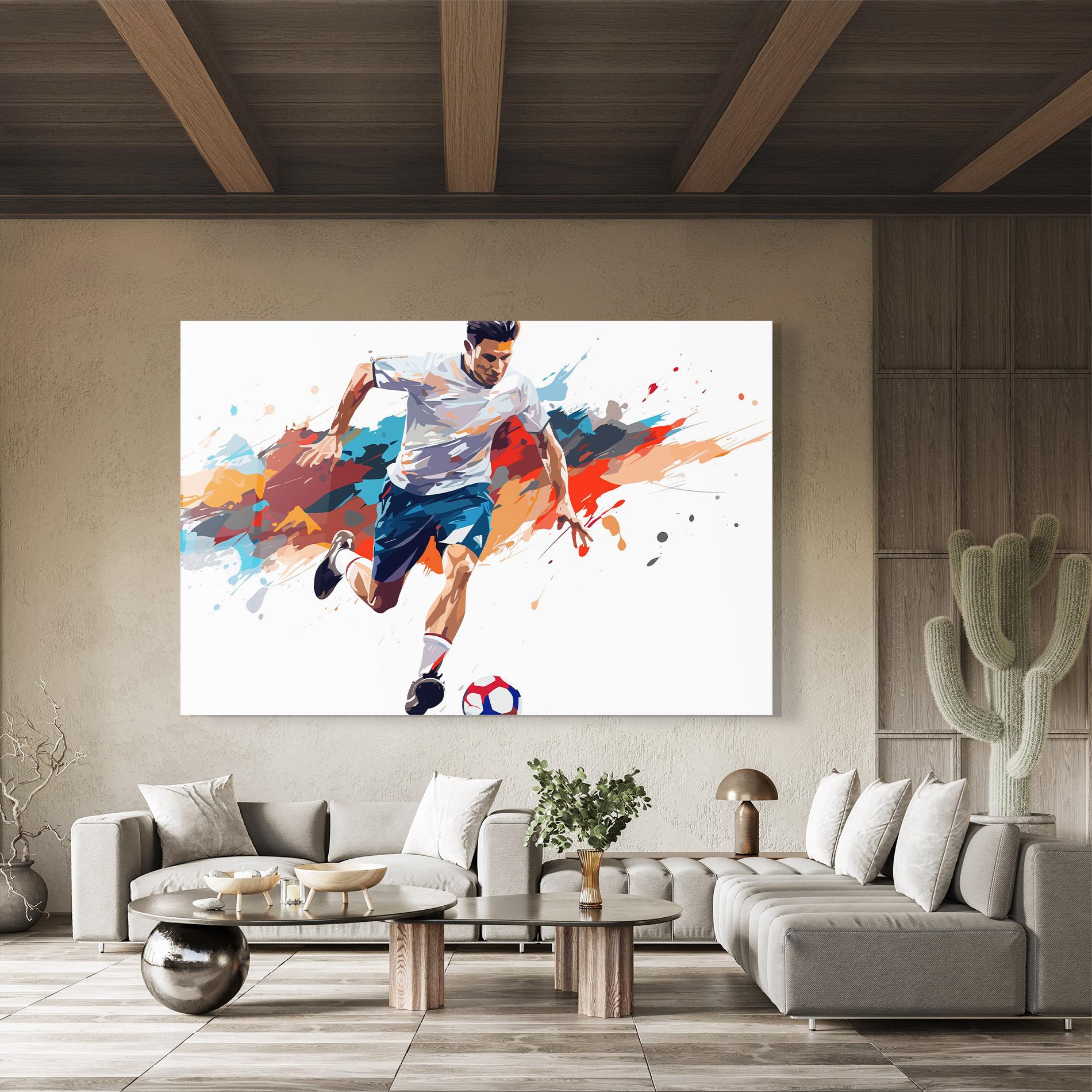 Glasbild Grey Blue Football mockup 8