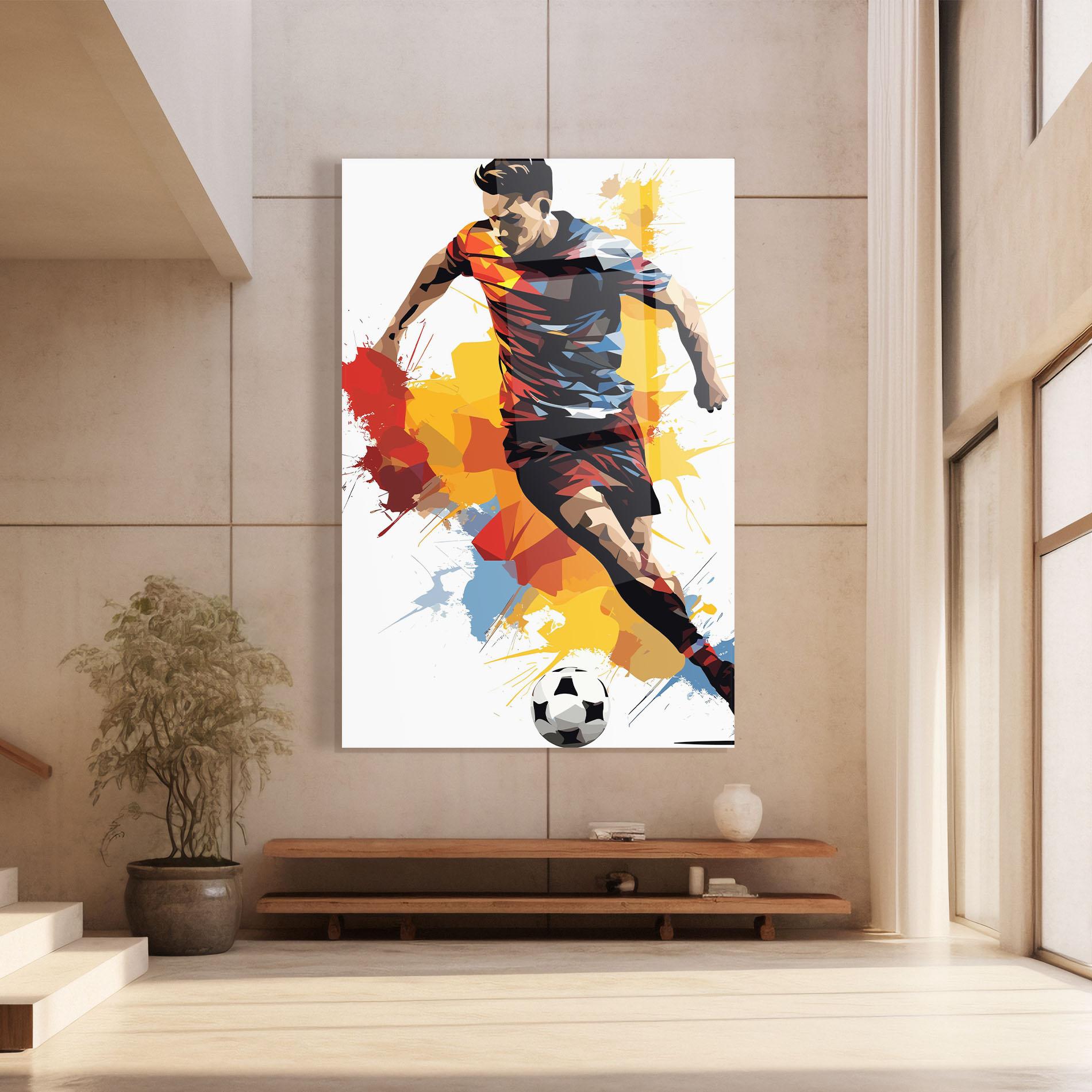 Glasbild Yellow Paint Football mockup 8