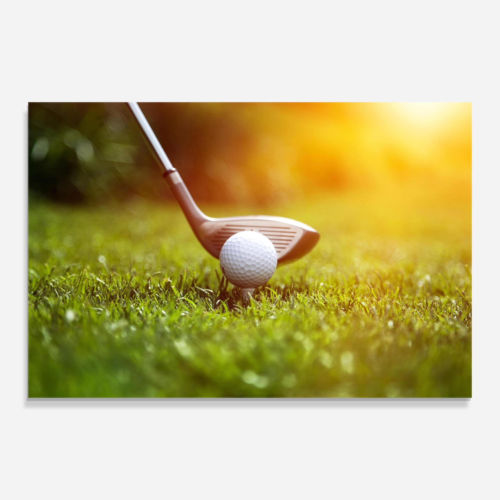 Glasbild Close Up Golf Ball mockup 0