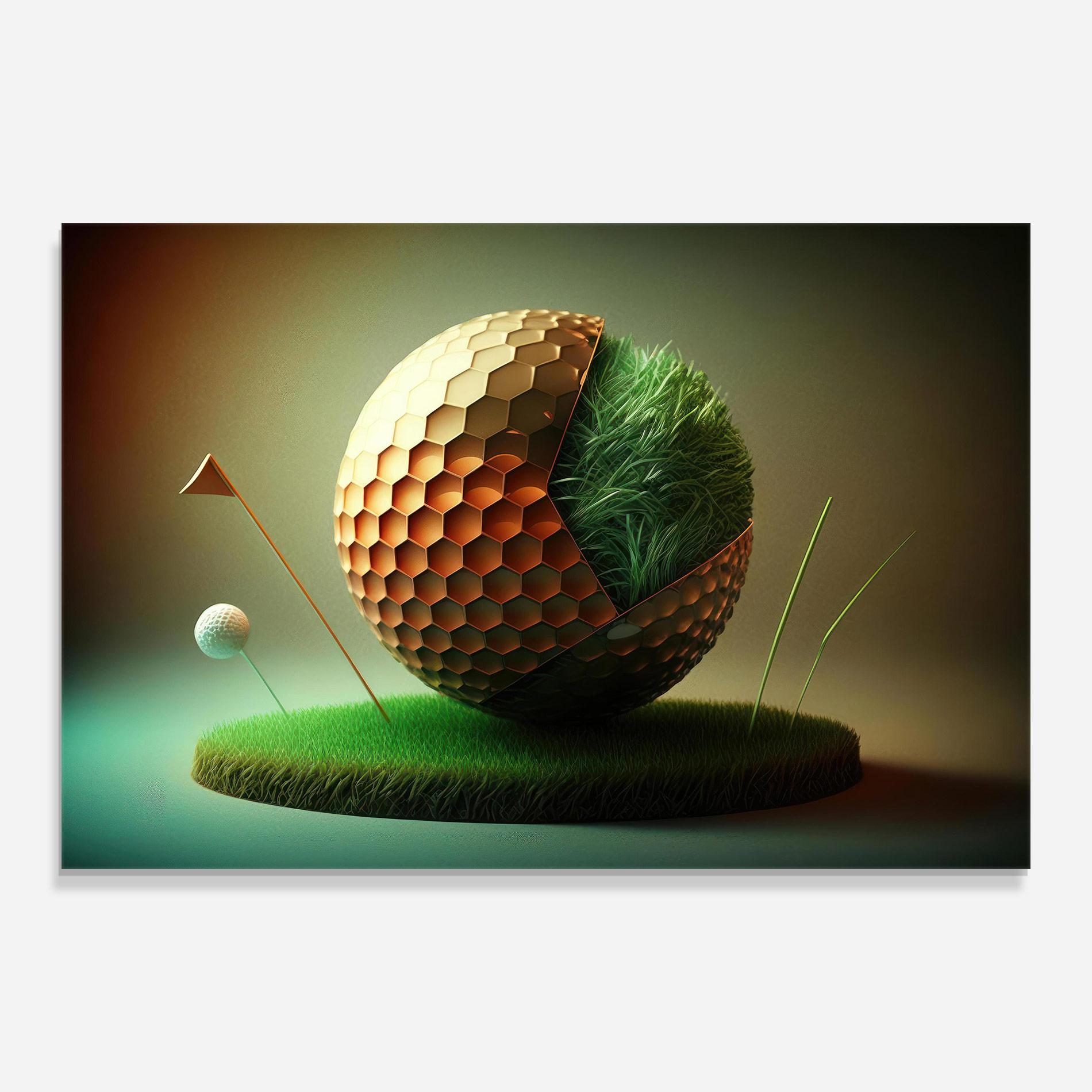 Glasbild Golf Ball 3d Style mockup 0