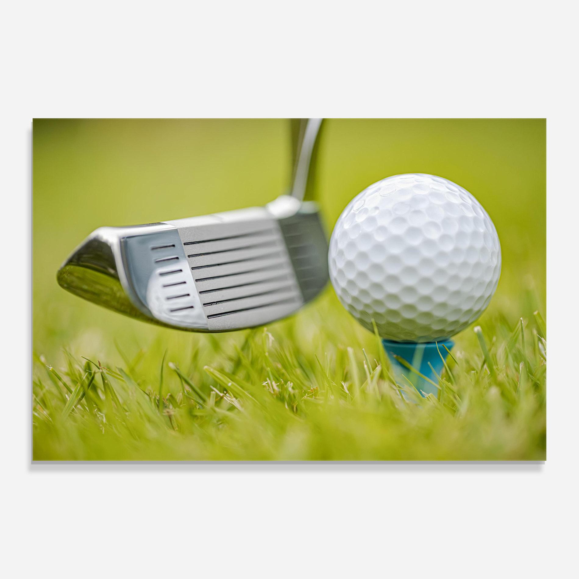 Glasbild Golf Ball Grass mockup 0