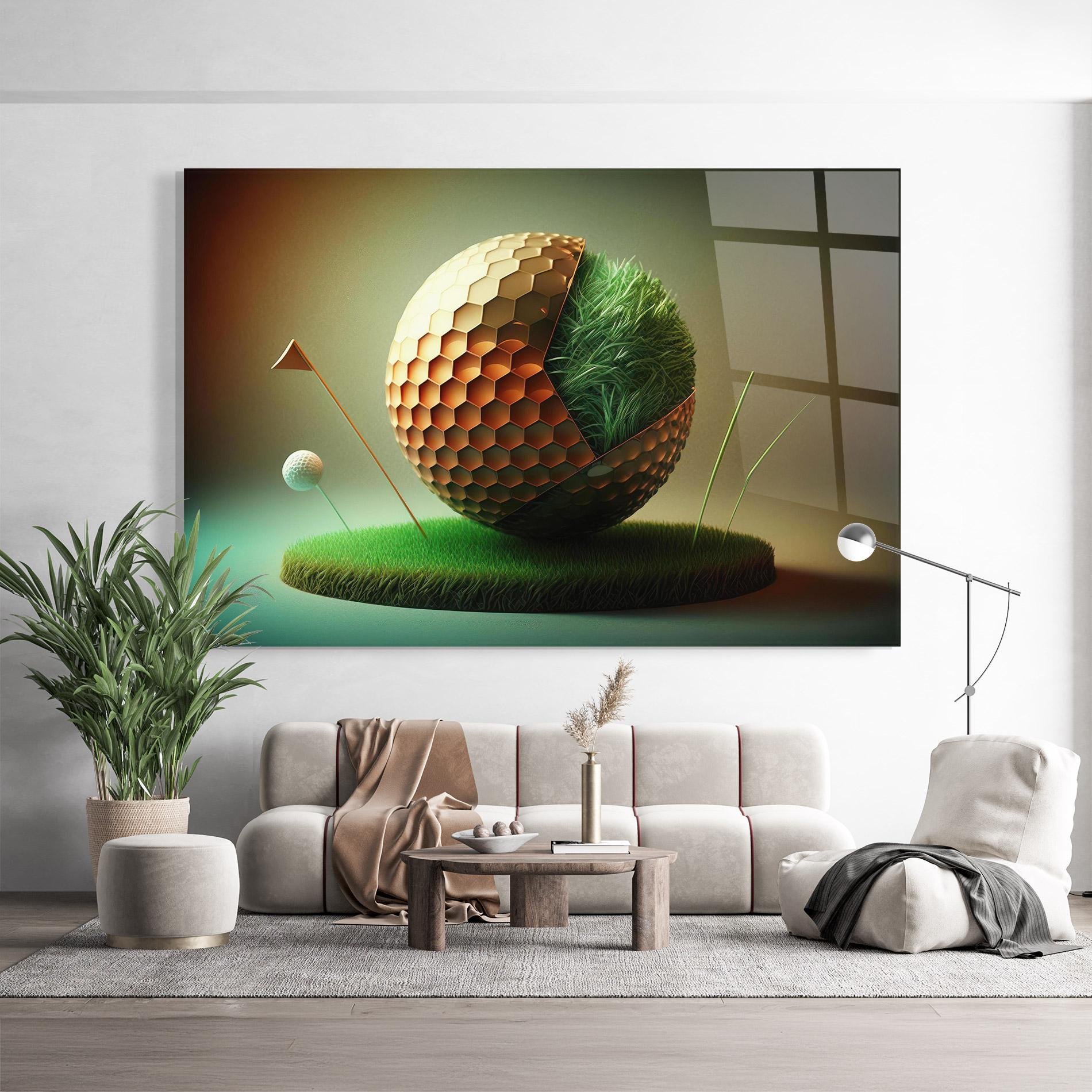 Glasbild Golf Ball 3d Style mockup 9