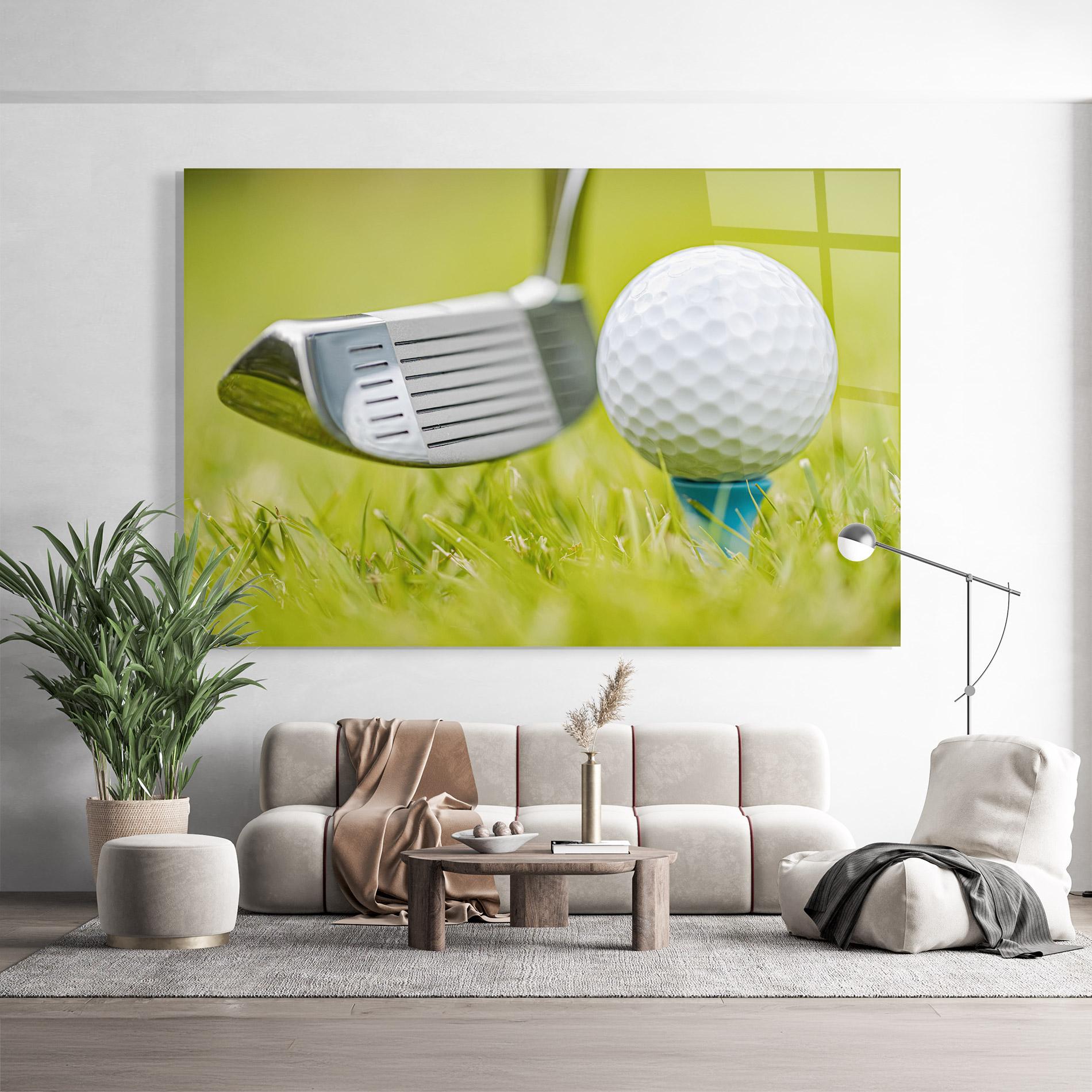 Glasbild Golf Ball Grass mockup 9