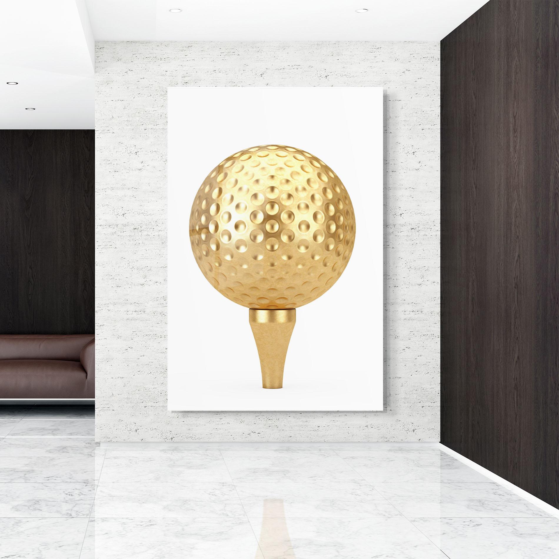 Glasbild Golden Golf Ball mockup 9