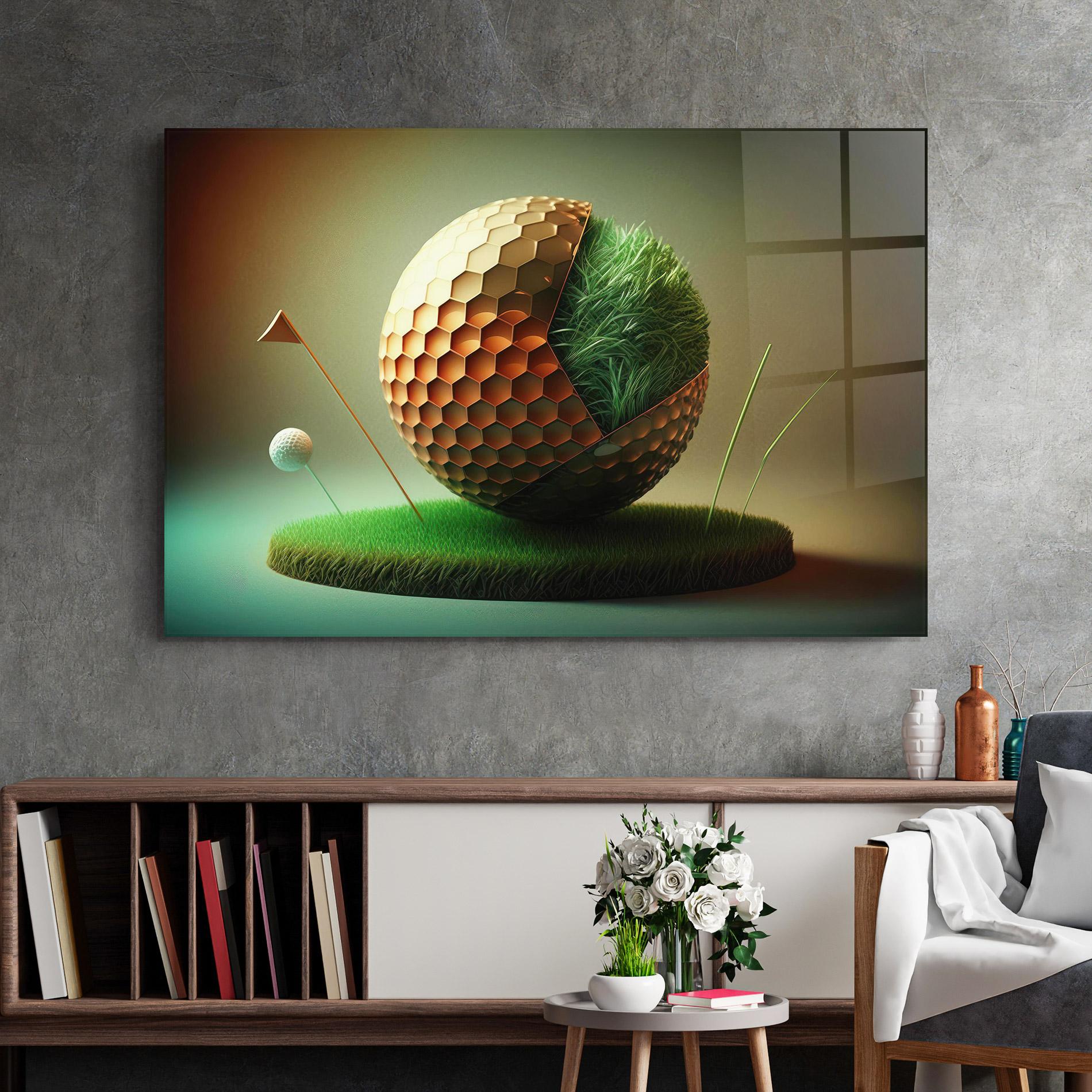 Glasbild Golf Ball 3d Style mockup 2