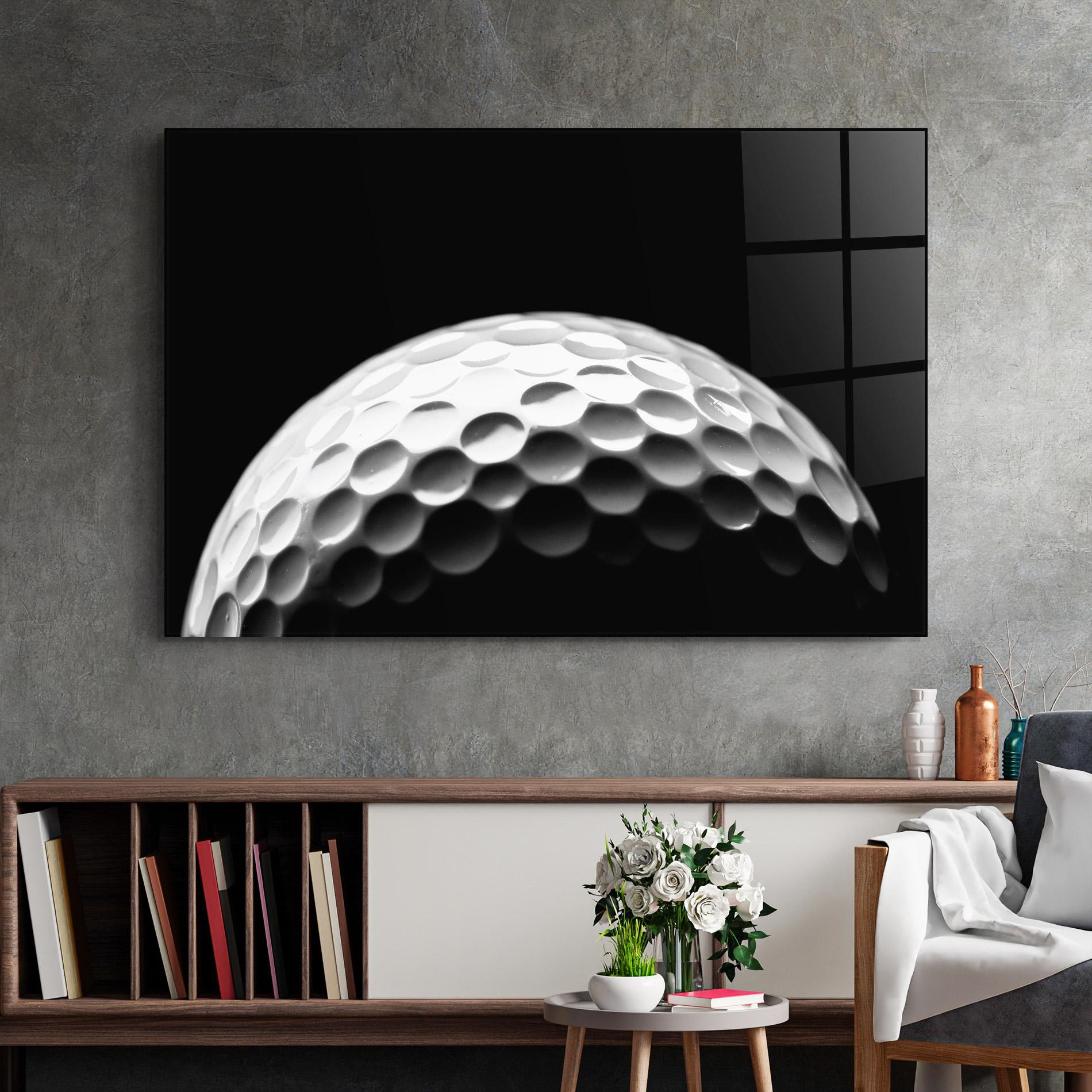 Glasbild Golf Ball Close Up mockup 2