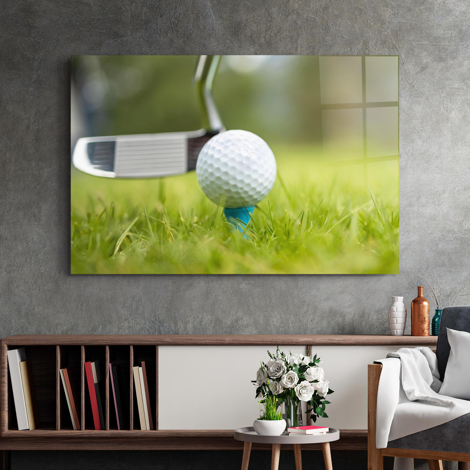 Glasbild Golf Ball Tee mockup 2