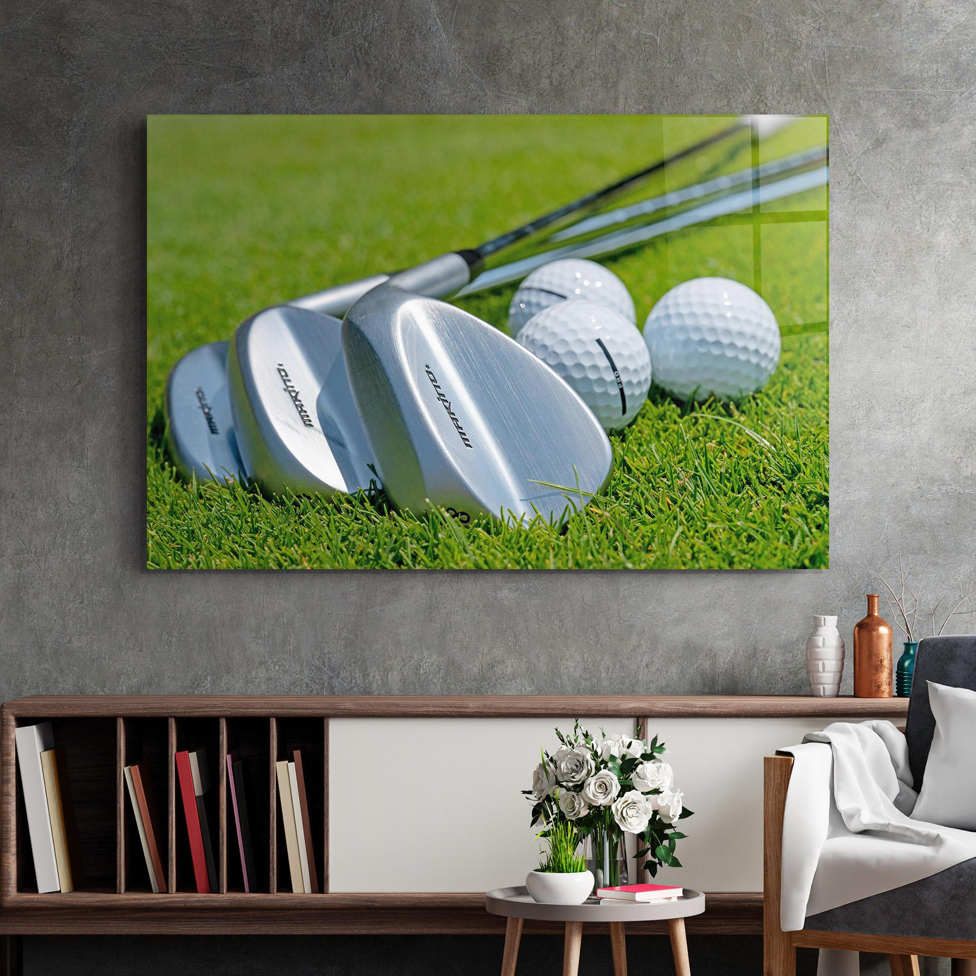 Glasbild Golf Club On Grass mockup 2