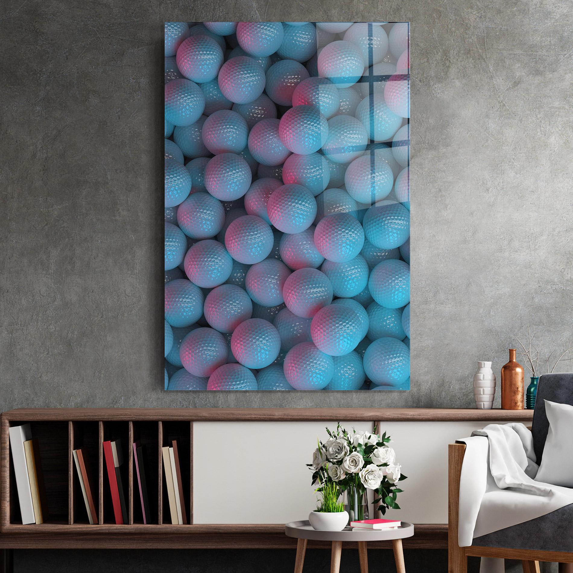 Glasbild Blue Light Golf Ball mockup 2