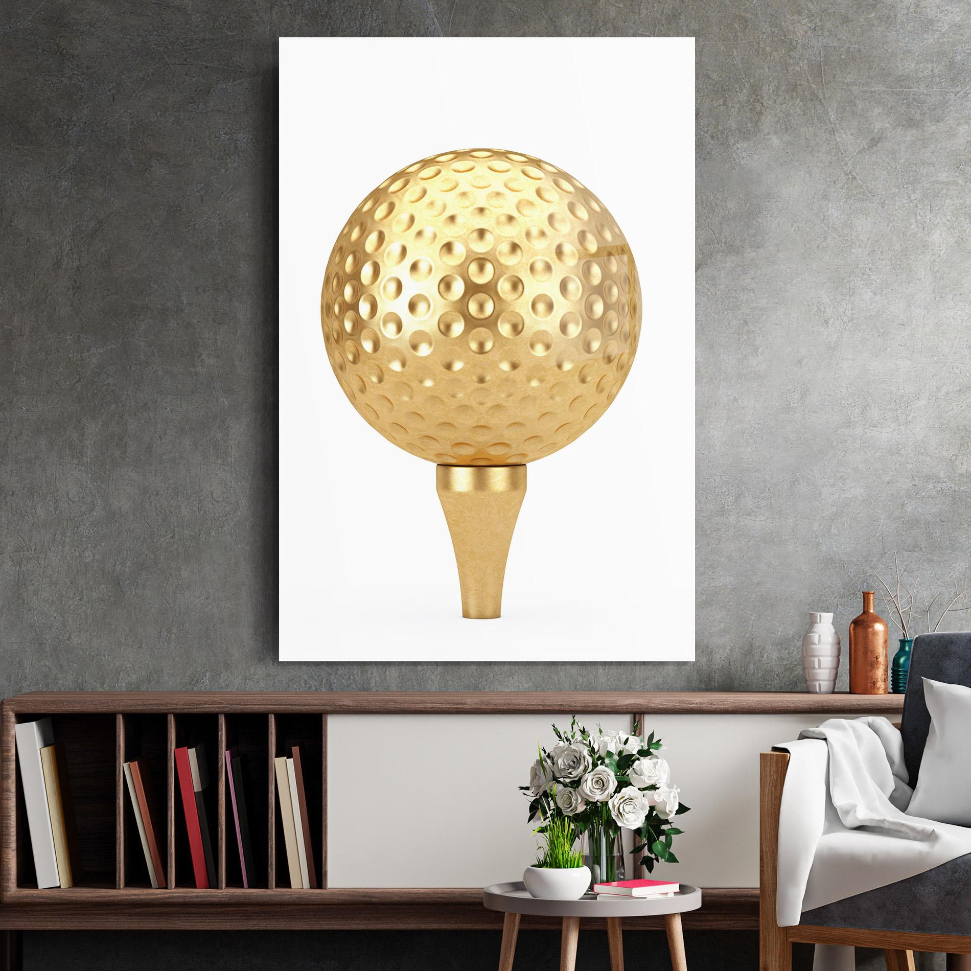Glasbild Golden Golf Ball mockup 2