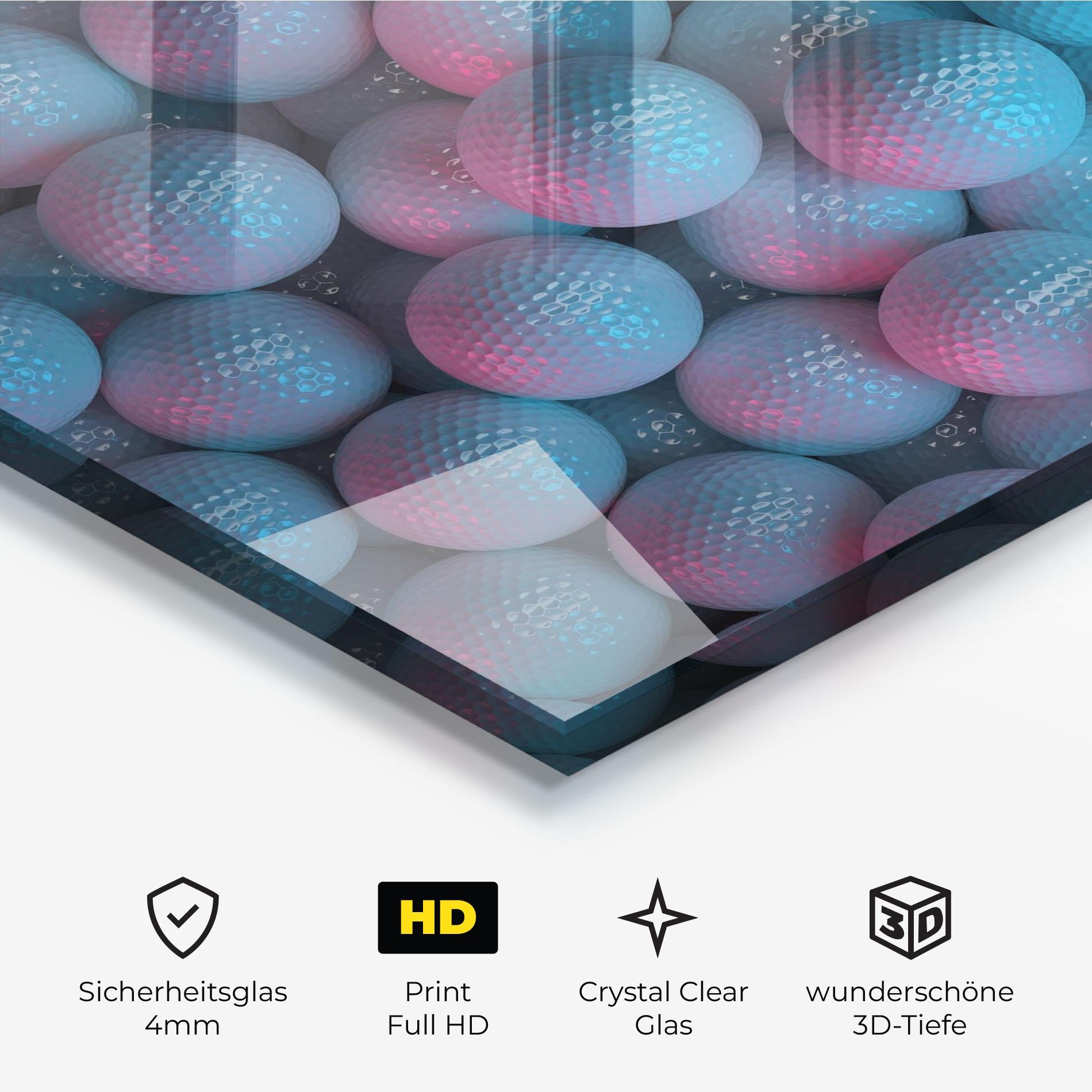 Glasbild Blue Light Golf Ball mockup 3