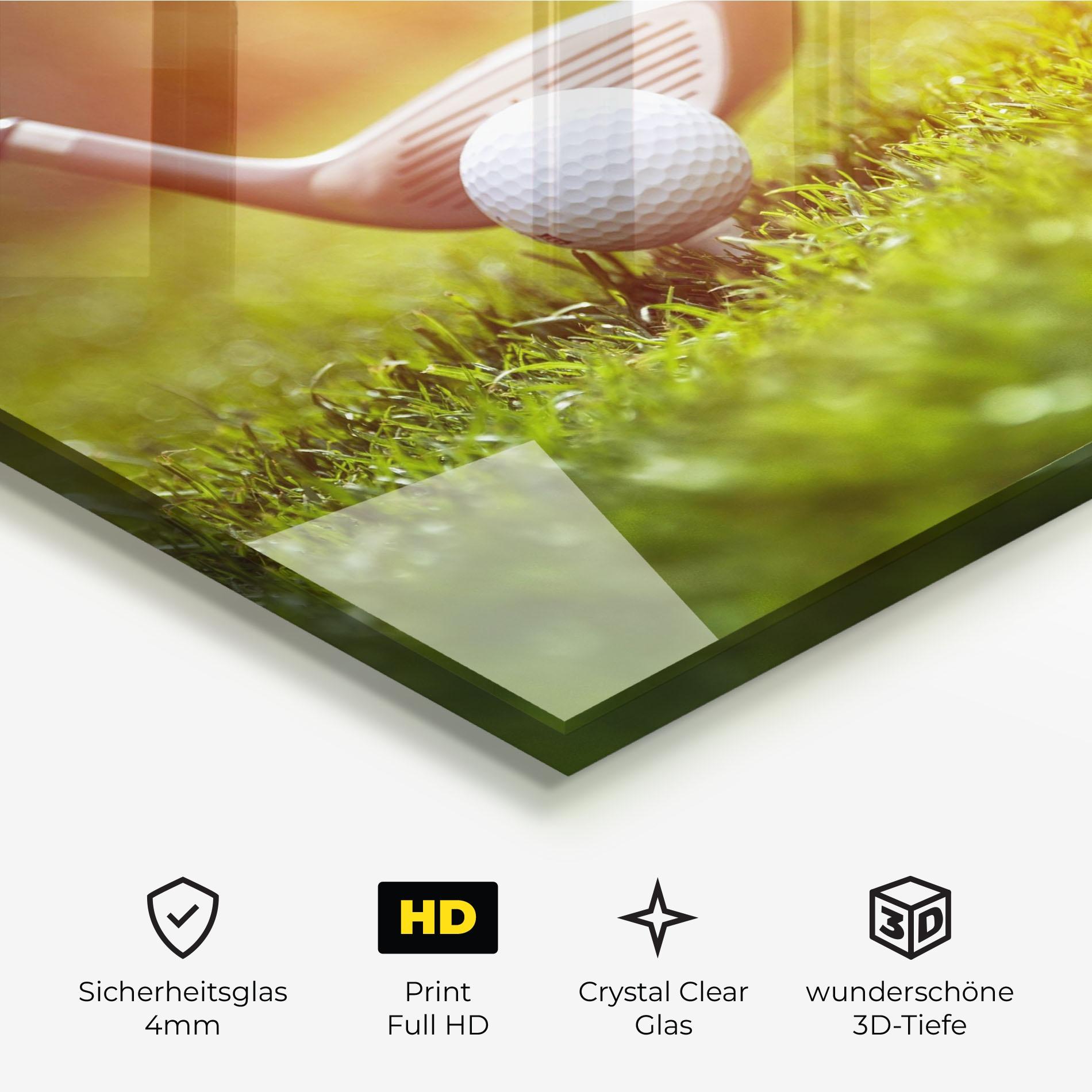 Glasbild Close Up Golf Ball mockup 3