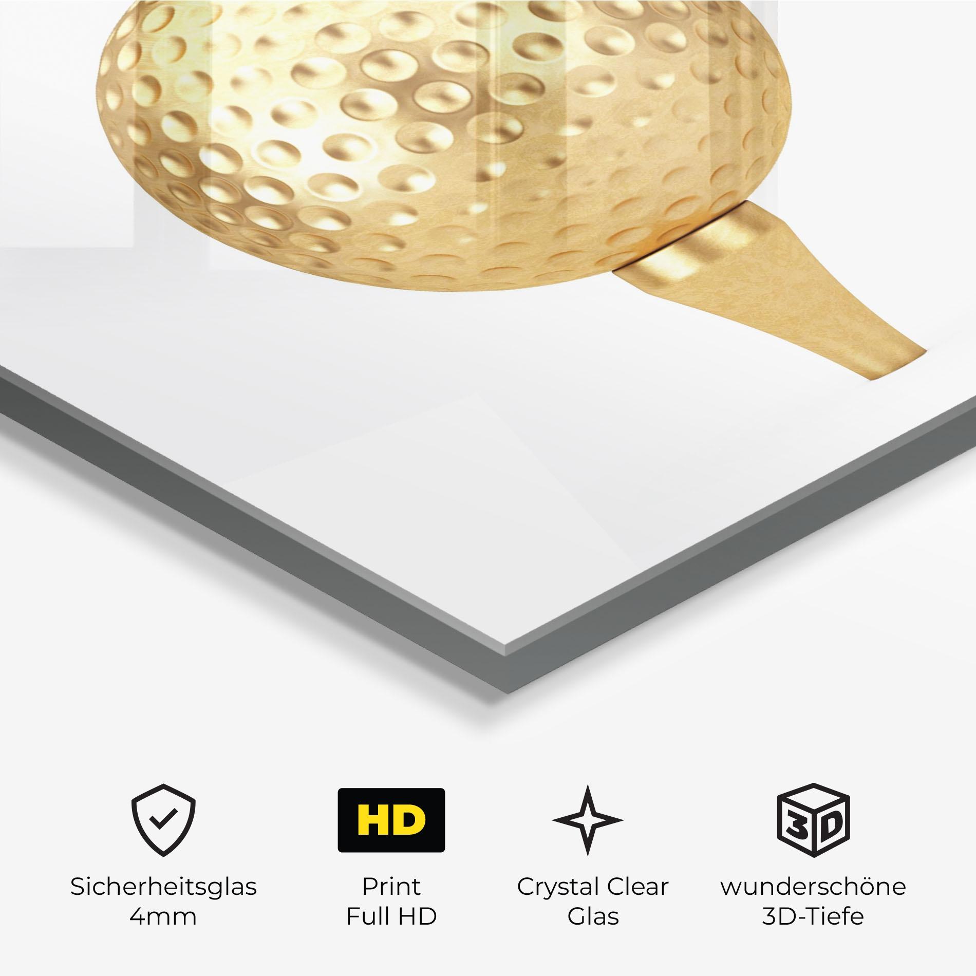 Glasbild Golden Golf Ball mockup 3