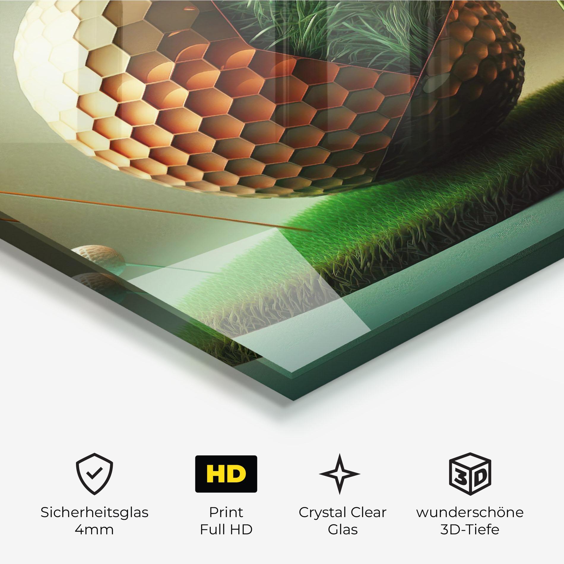 Glasbild Golf Ball 3d Style mockup 3