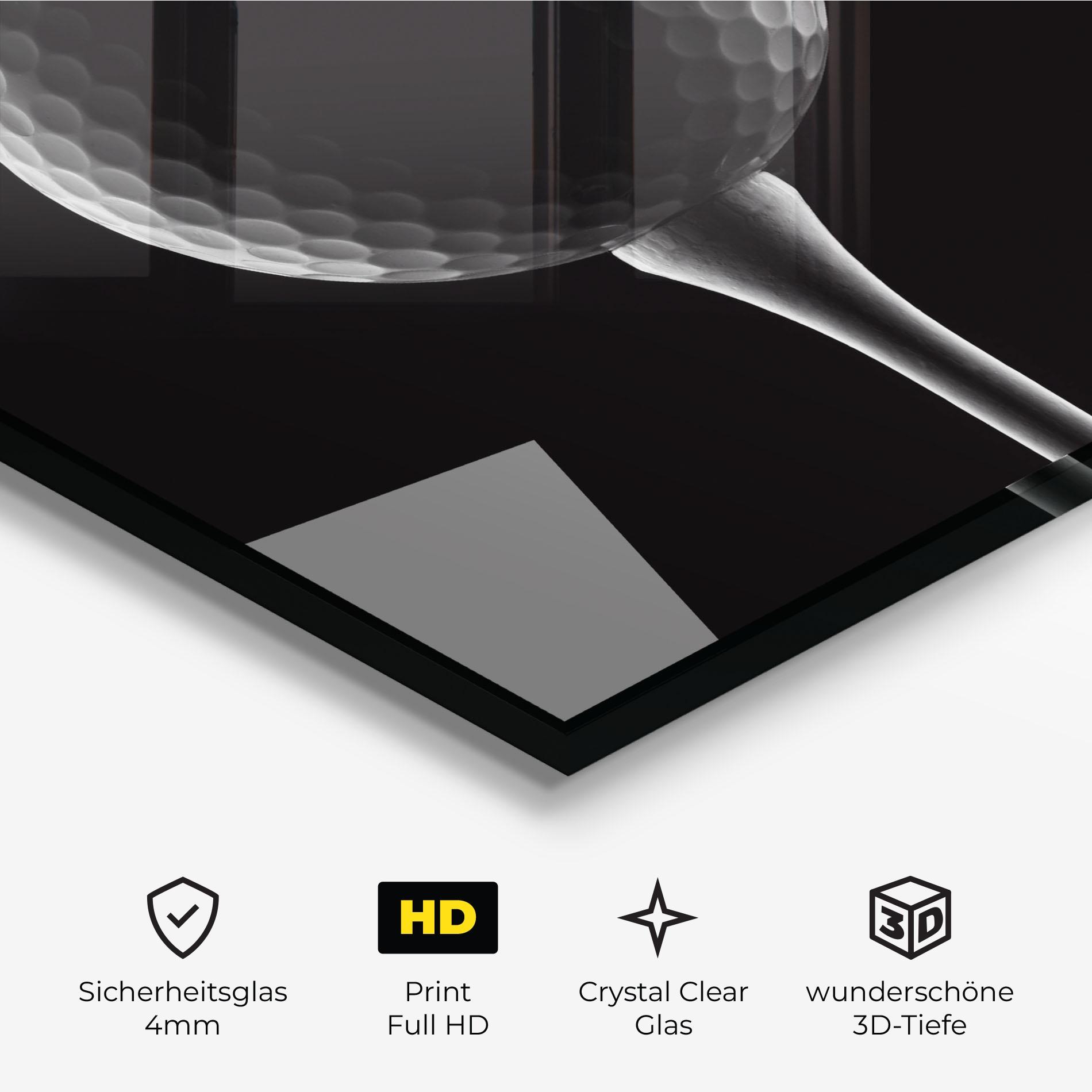 Glasbild Golf Ball Black mockup 3
