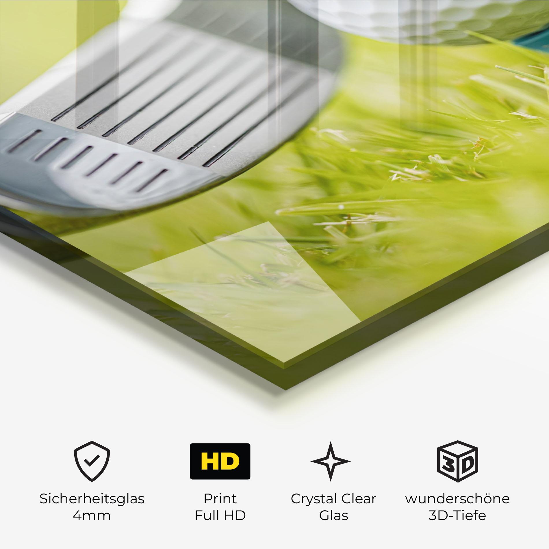 Glasbild Golf Ball Grass mockup 3