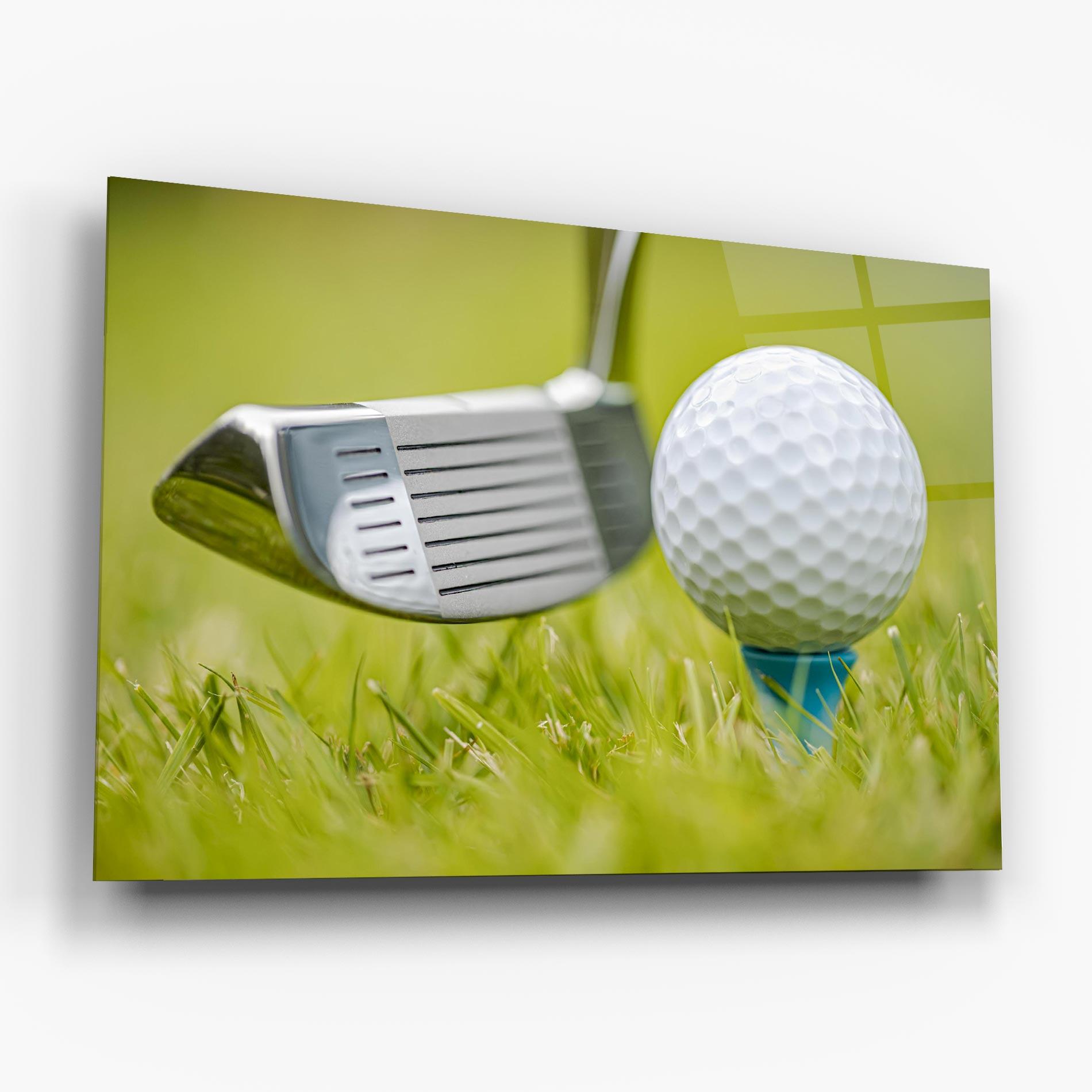 Glasbild Golf Ball Grass mockup 6