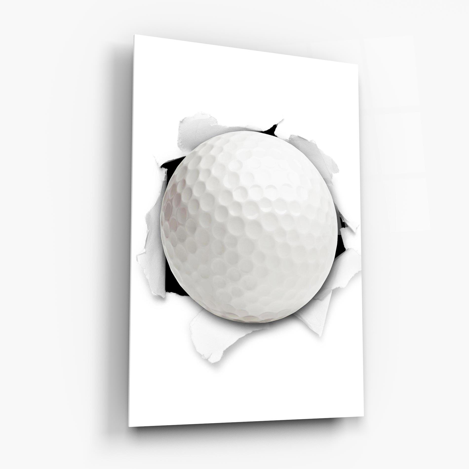 Glasbild Golf Ball Bursting Hole mockup 6