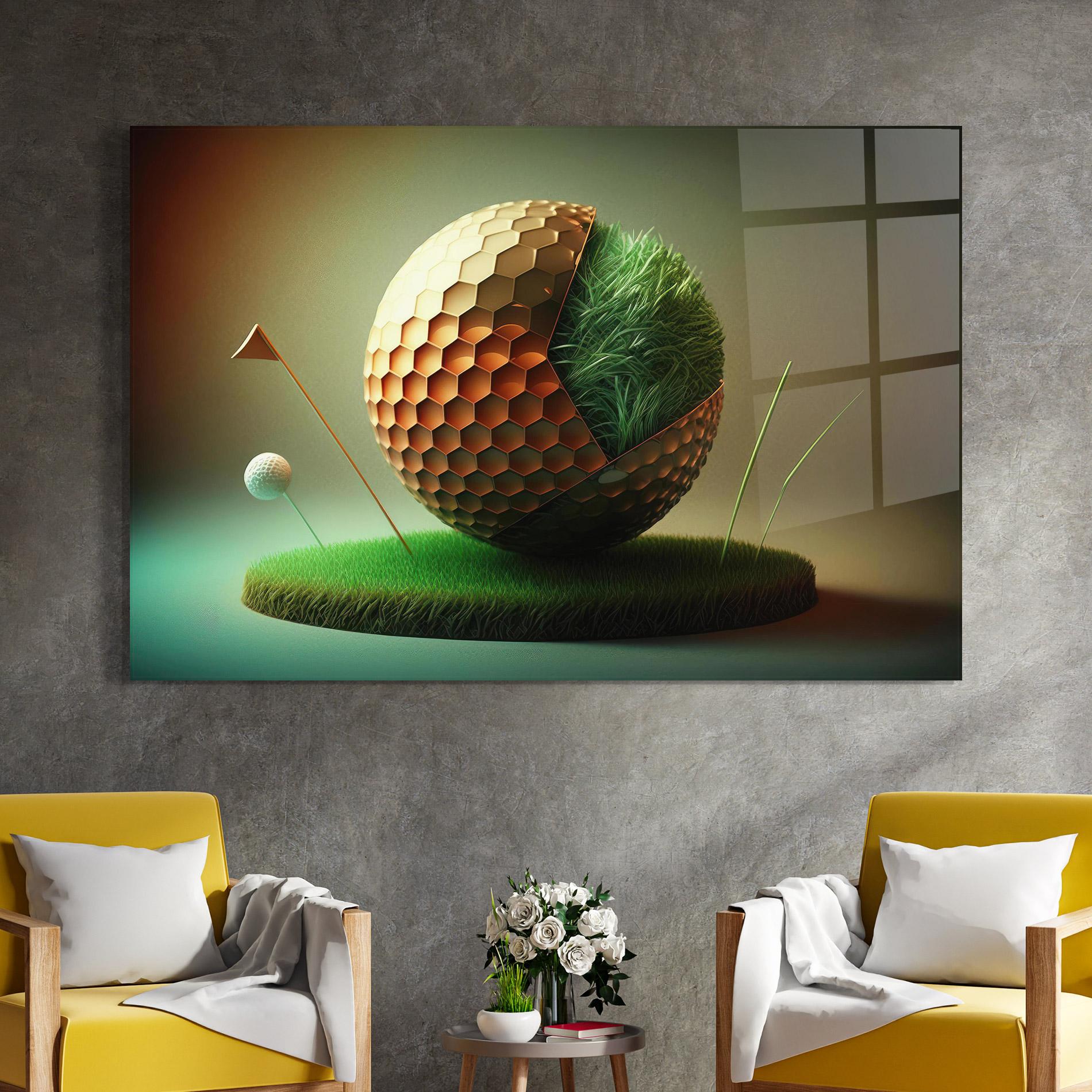 Glasbild Golf Ball 3d Style mockup 4