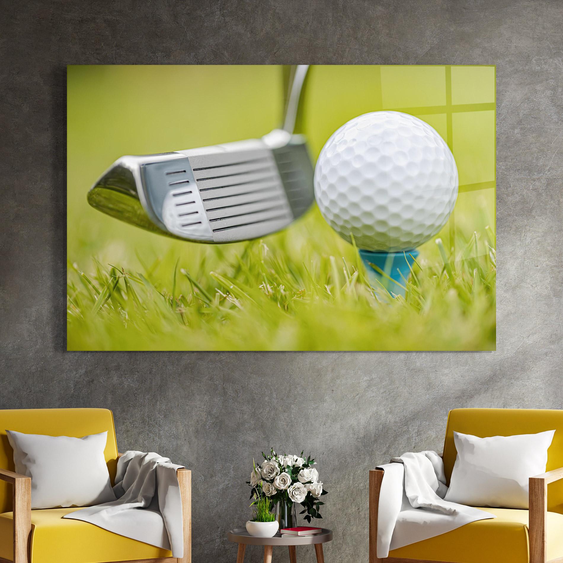 Glasbild Golf Ball Grass mockup 4