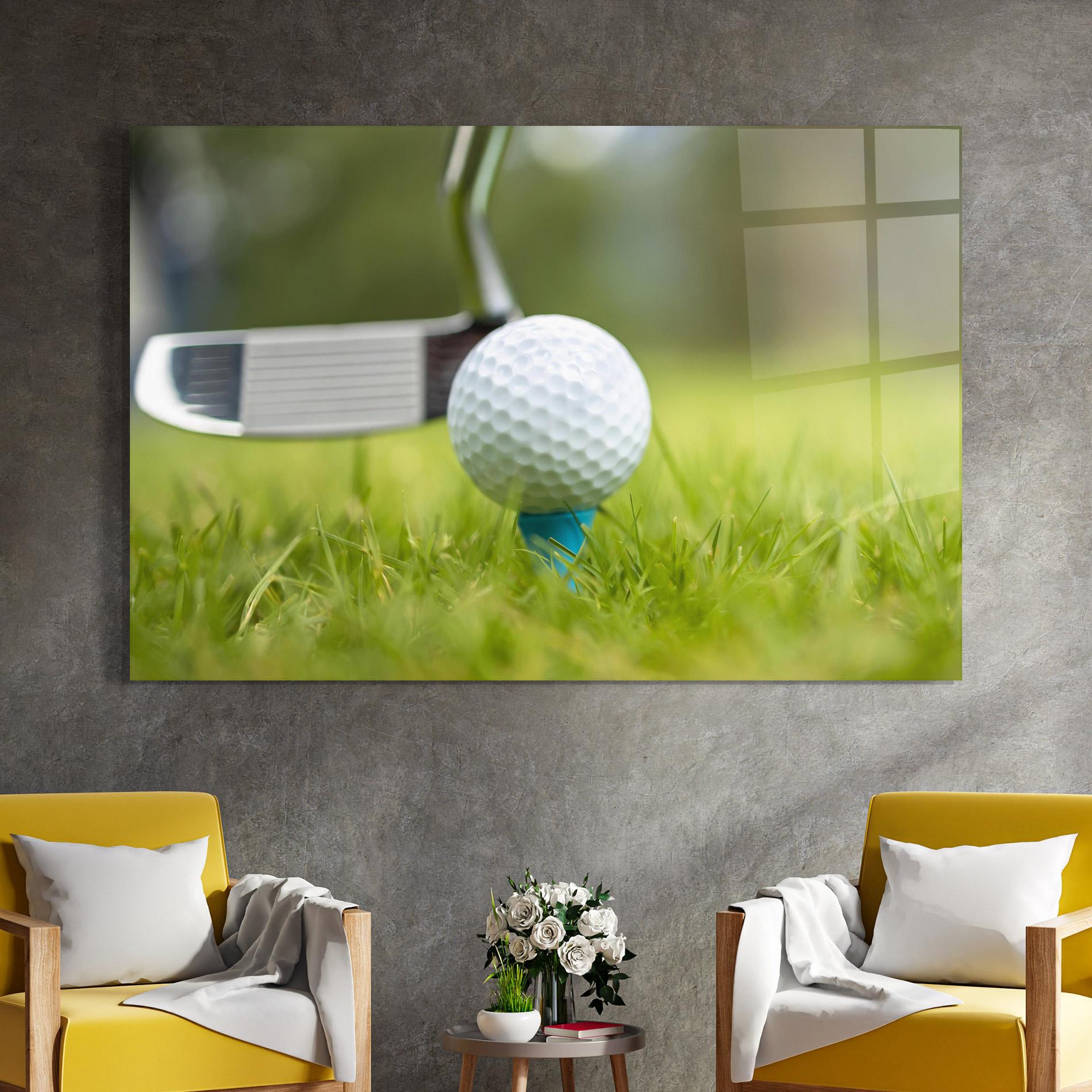 Glasbild Golf Ball Tee mockup 4