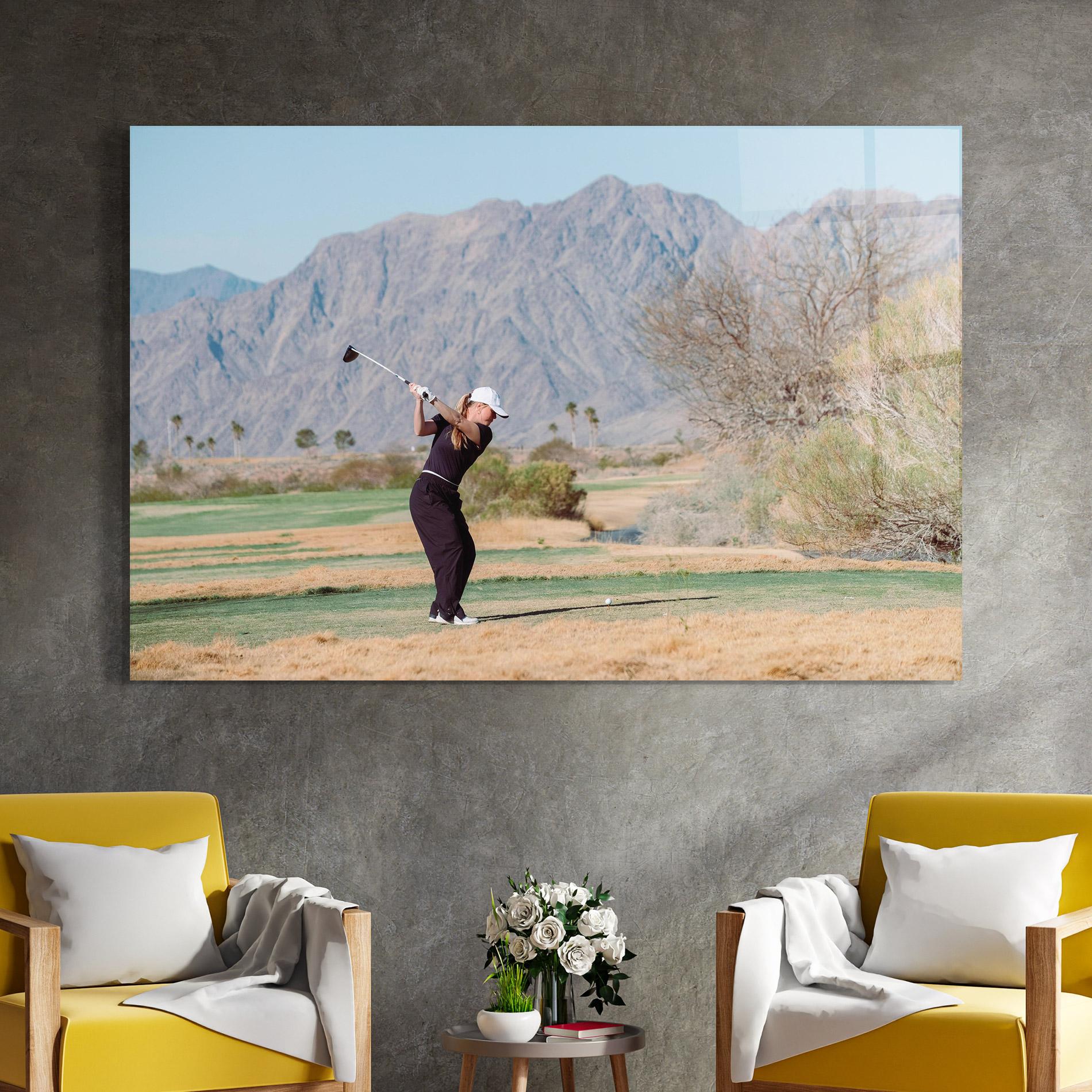 Glasbild Golf Player Woman mockup 4