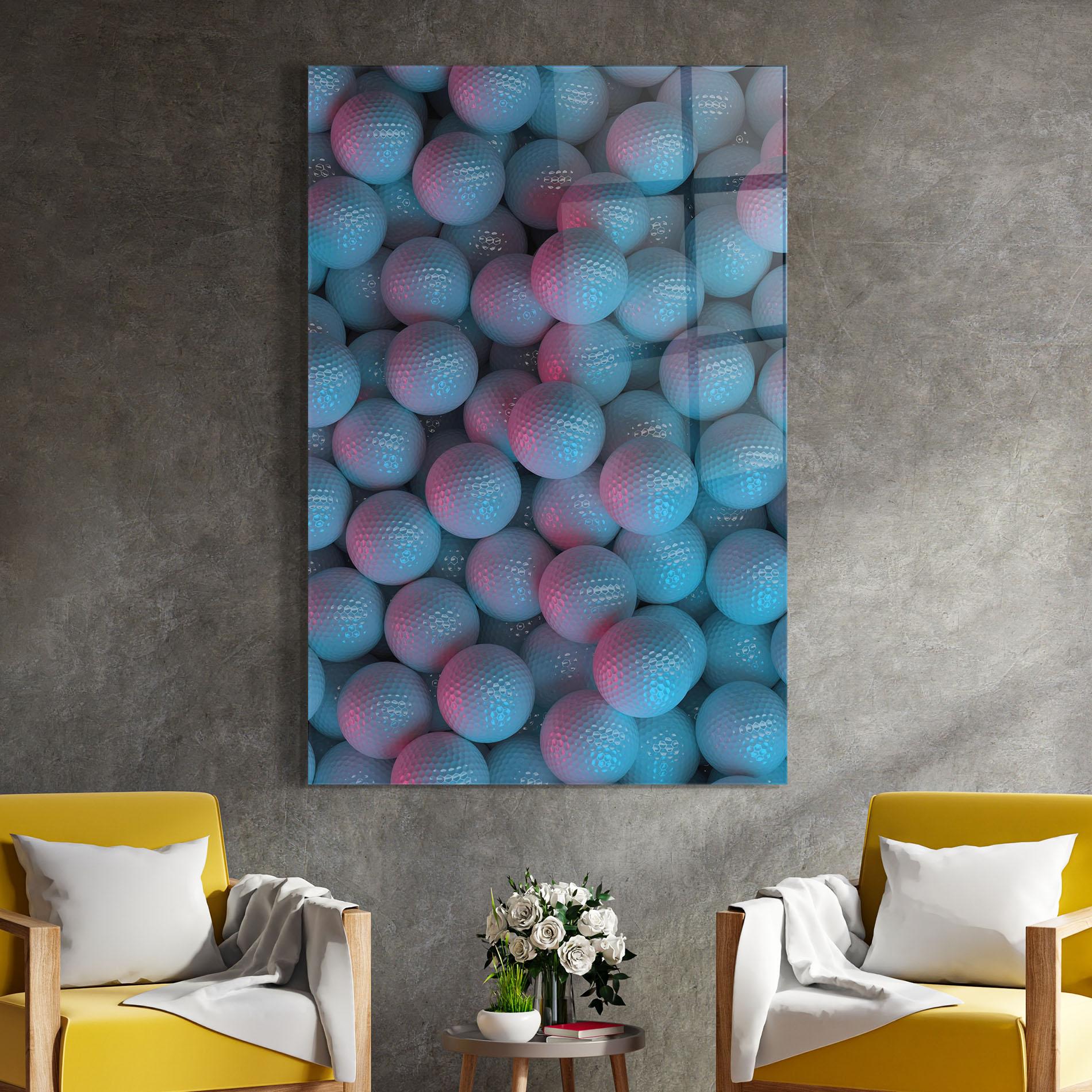 Glasbild Blue Light Golf Ball mockup 4