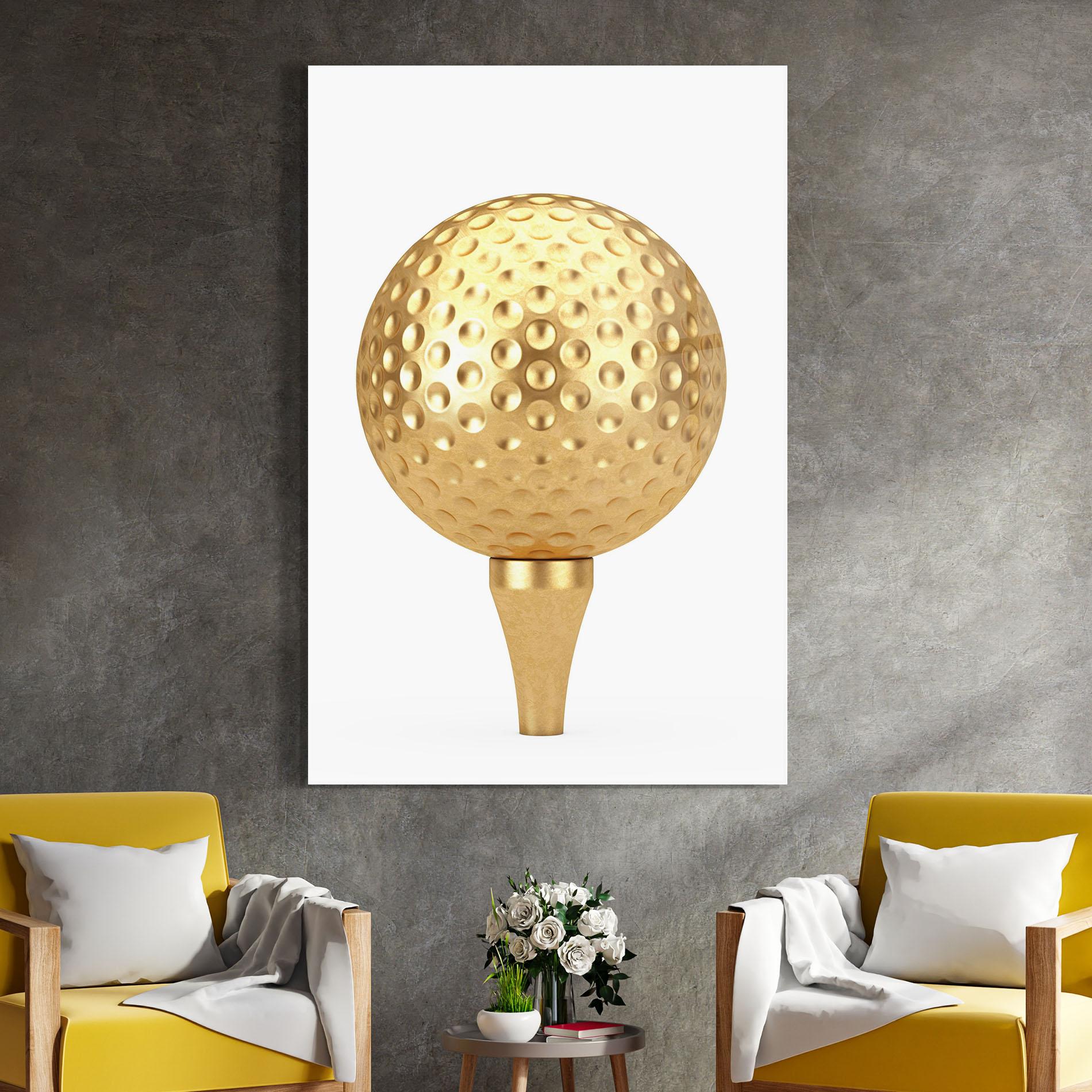 Glasbild Golden Golf Ball mockup 4