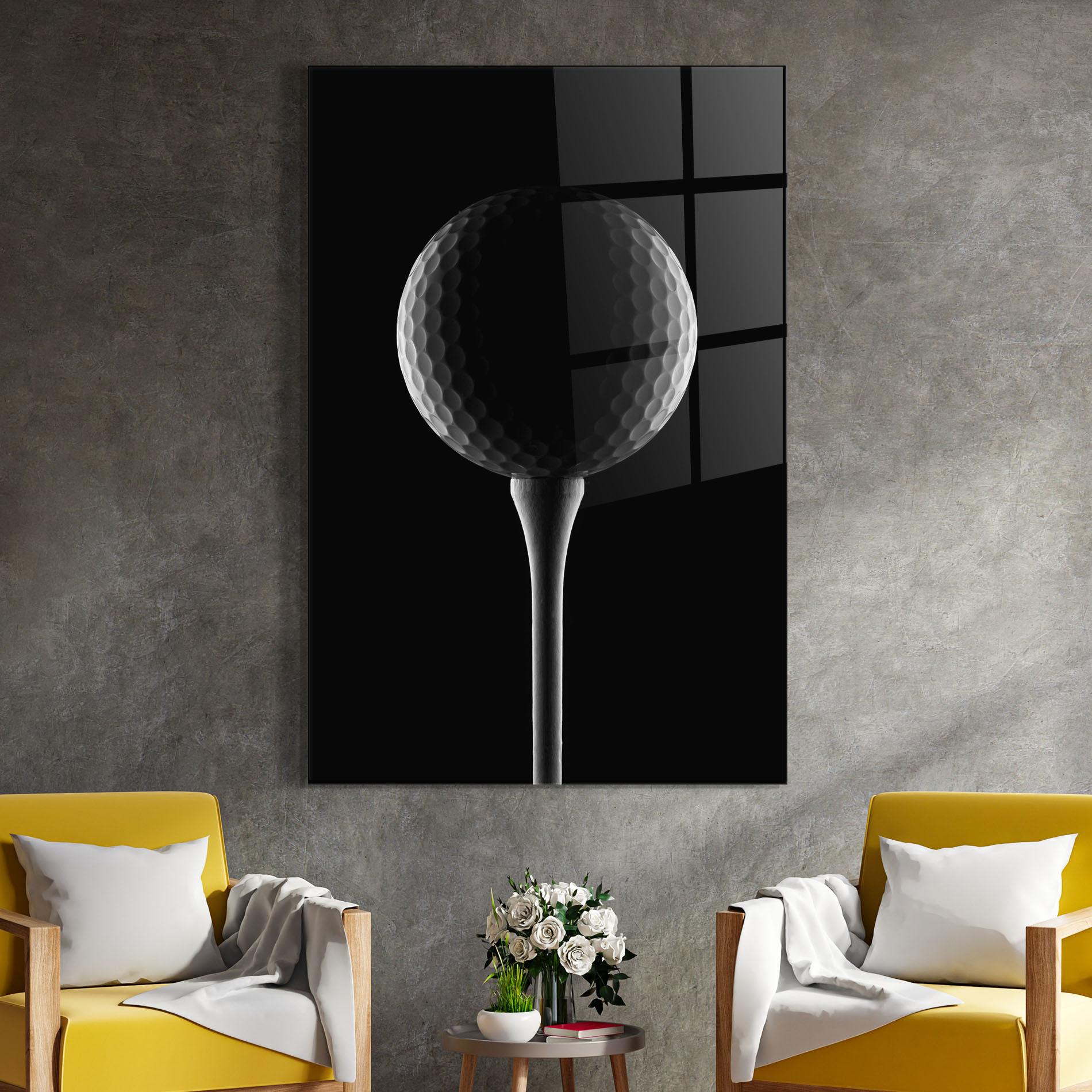 Glasbild Golf Ball Black mockup 4