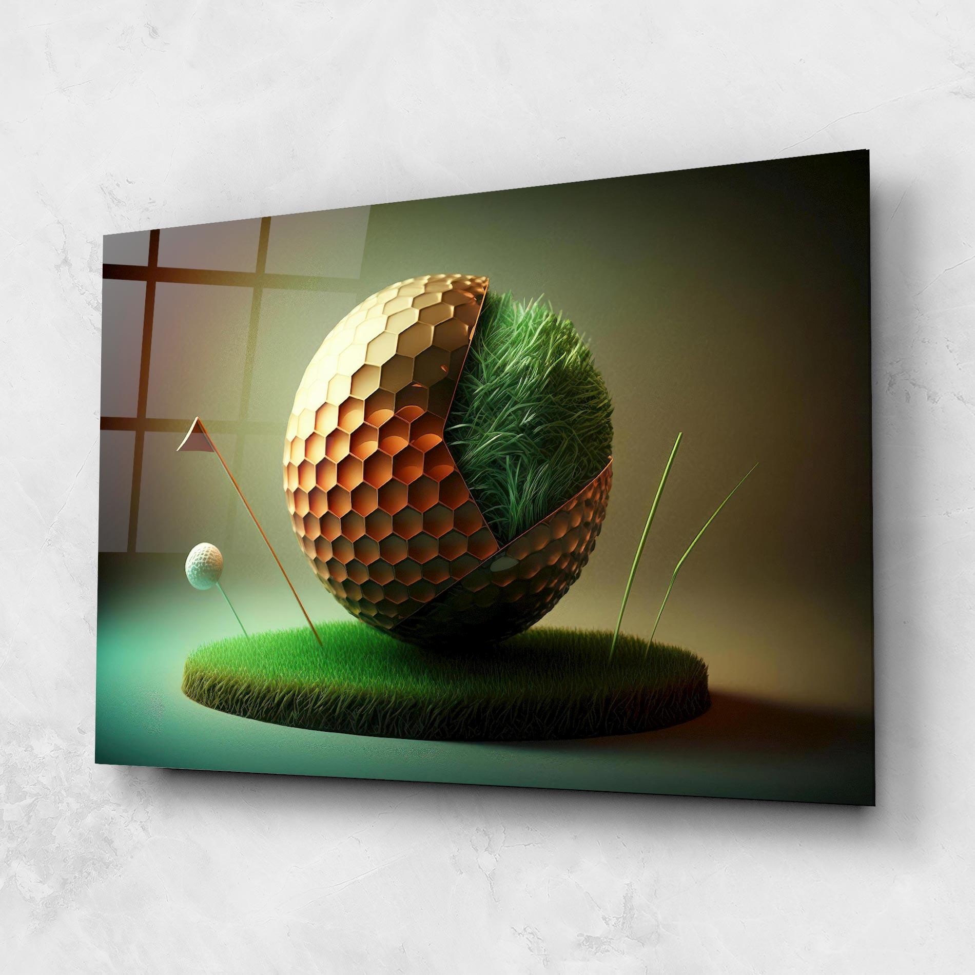 Glasbild Golf Ball 3d Style mockup 1