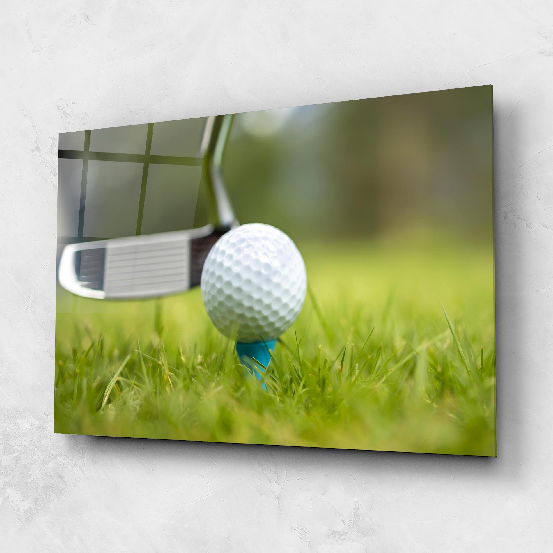 Glasbild Golf Ball Tee mockup 1