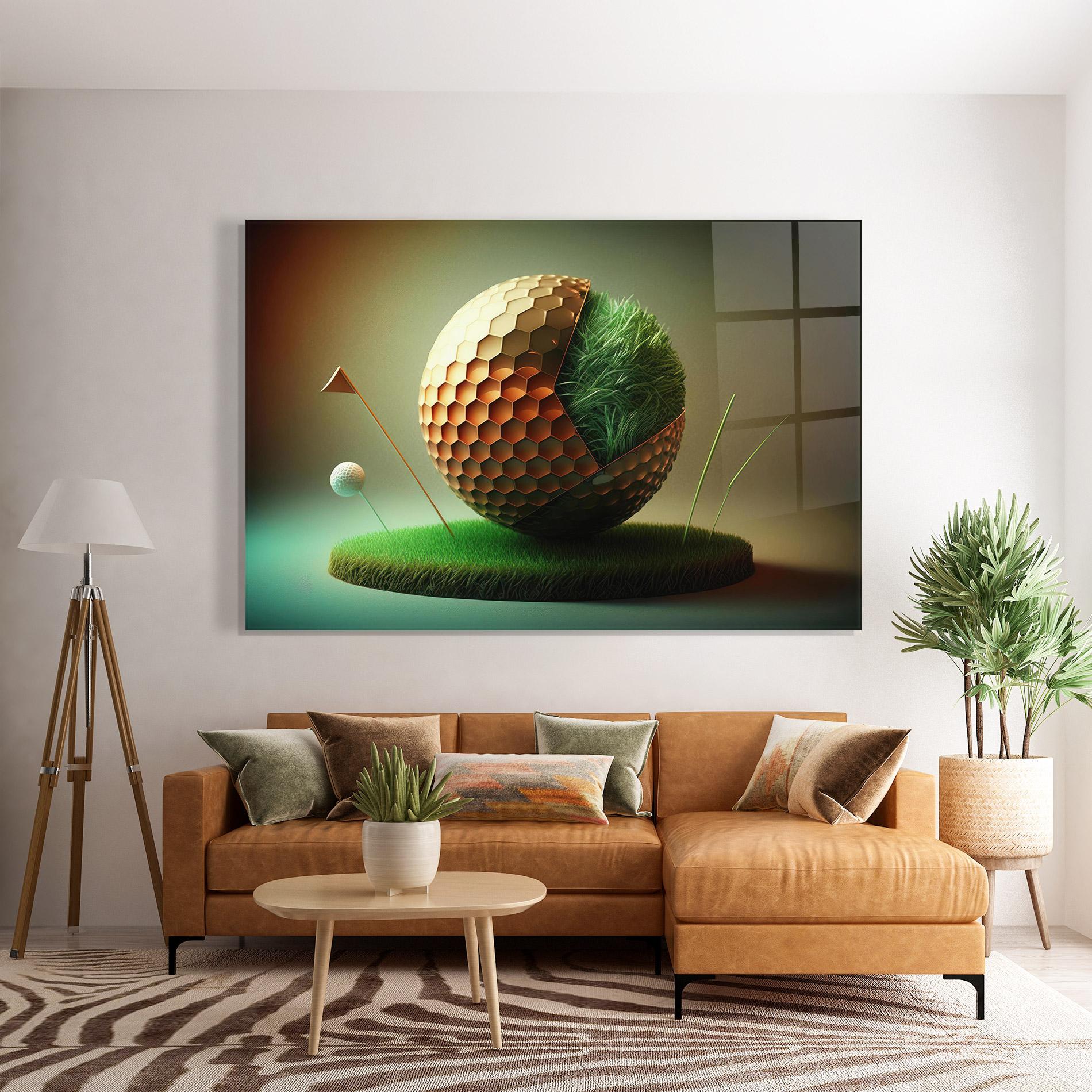 Glasbild Golf Ball 3d Style mockup 7