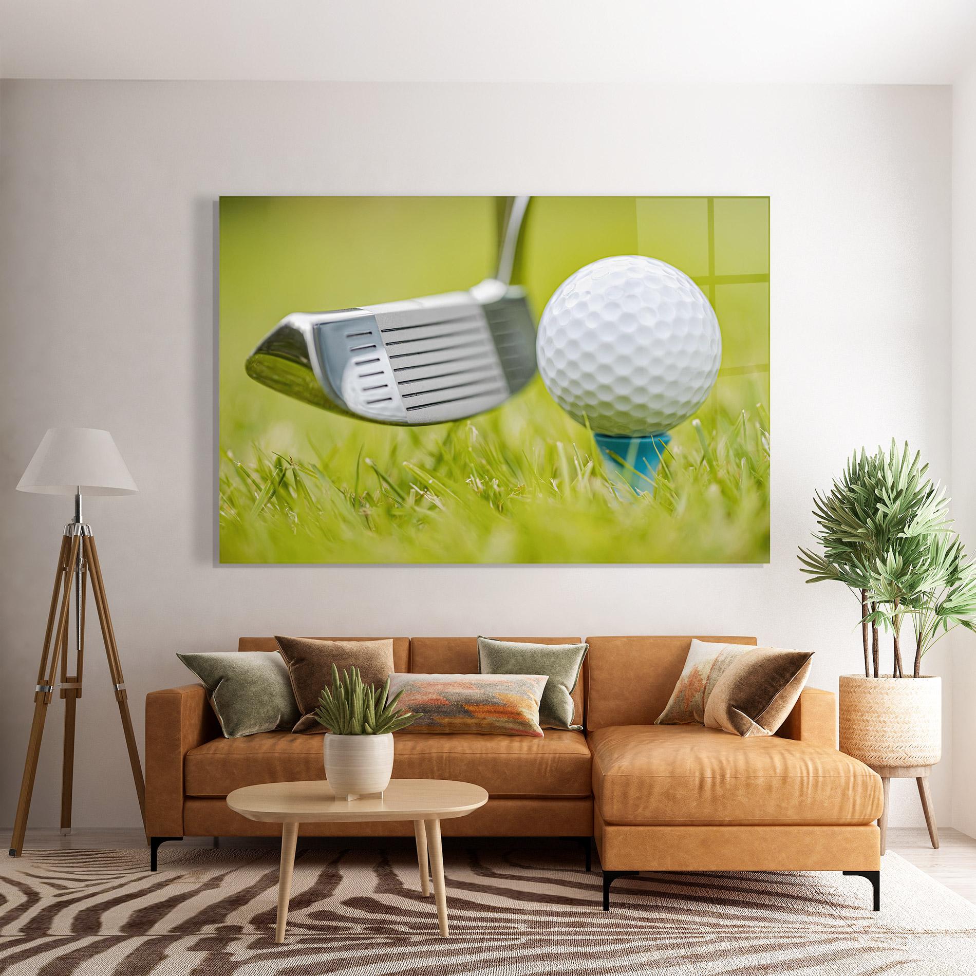 Glasbild Golf Ball Grass mockup 7