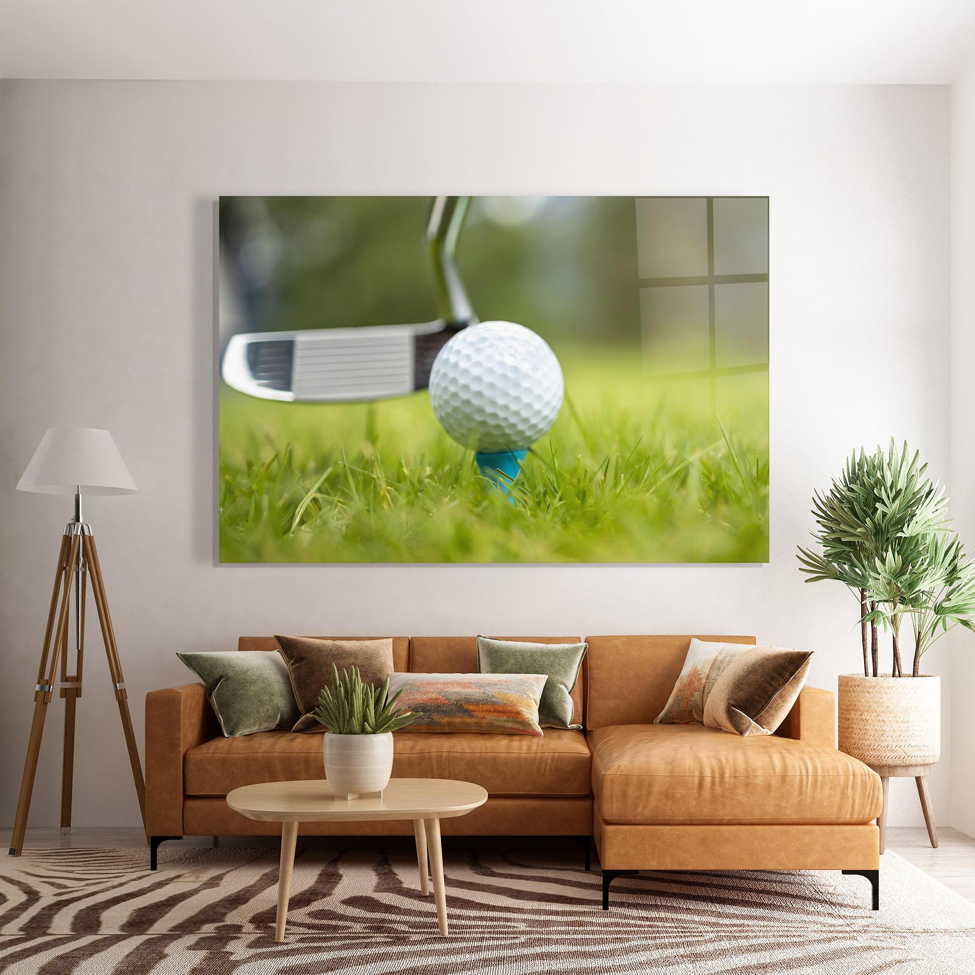 Glasbild Golf Ball Tee mockup 7