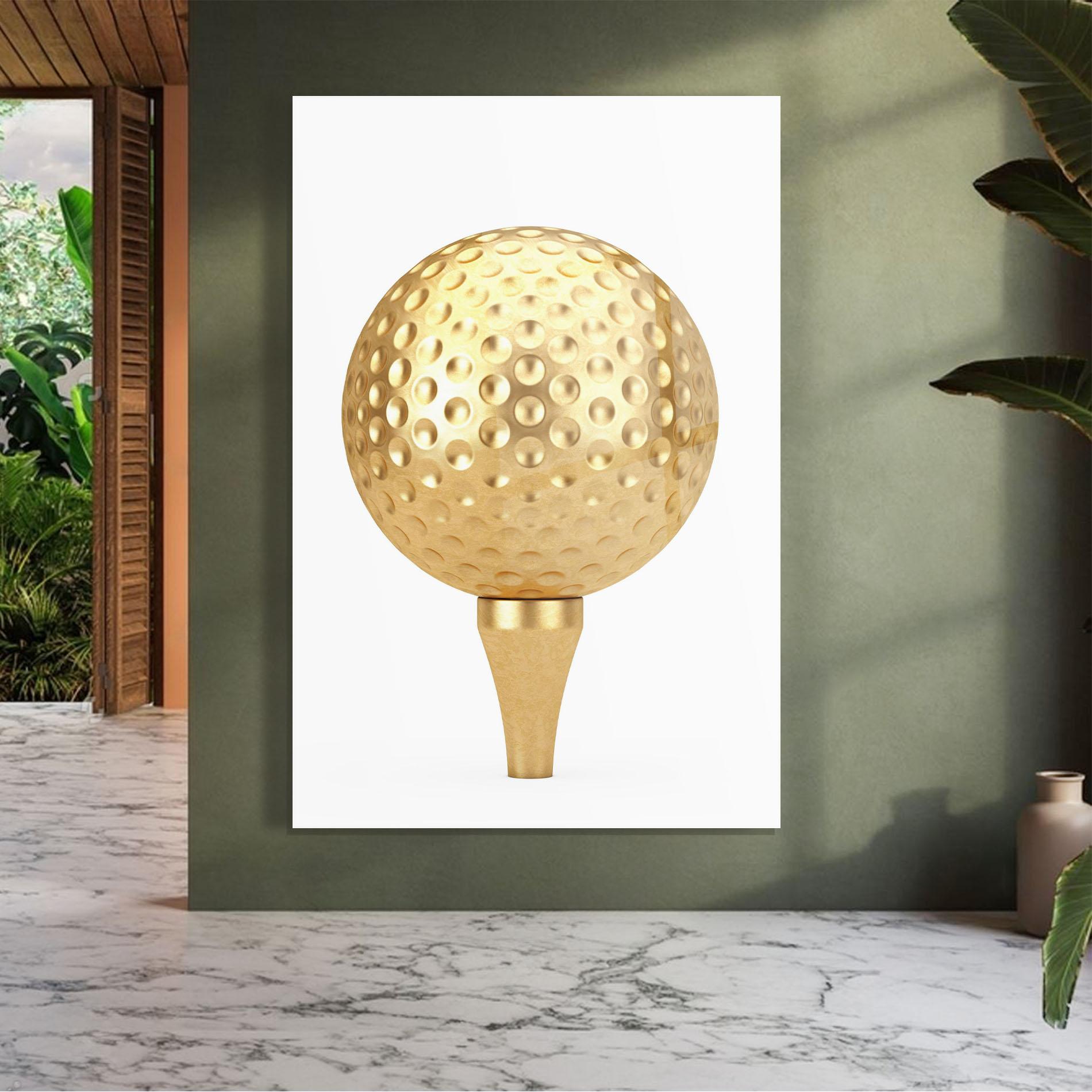 Glasbild Golden Golf Ball mockup 7