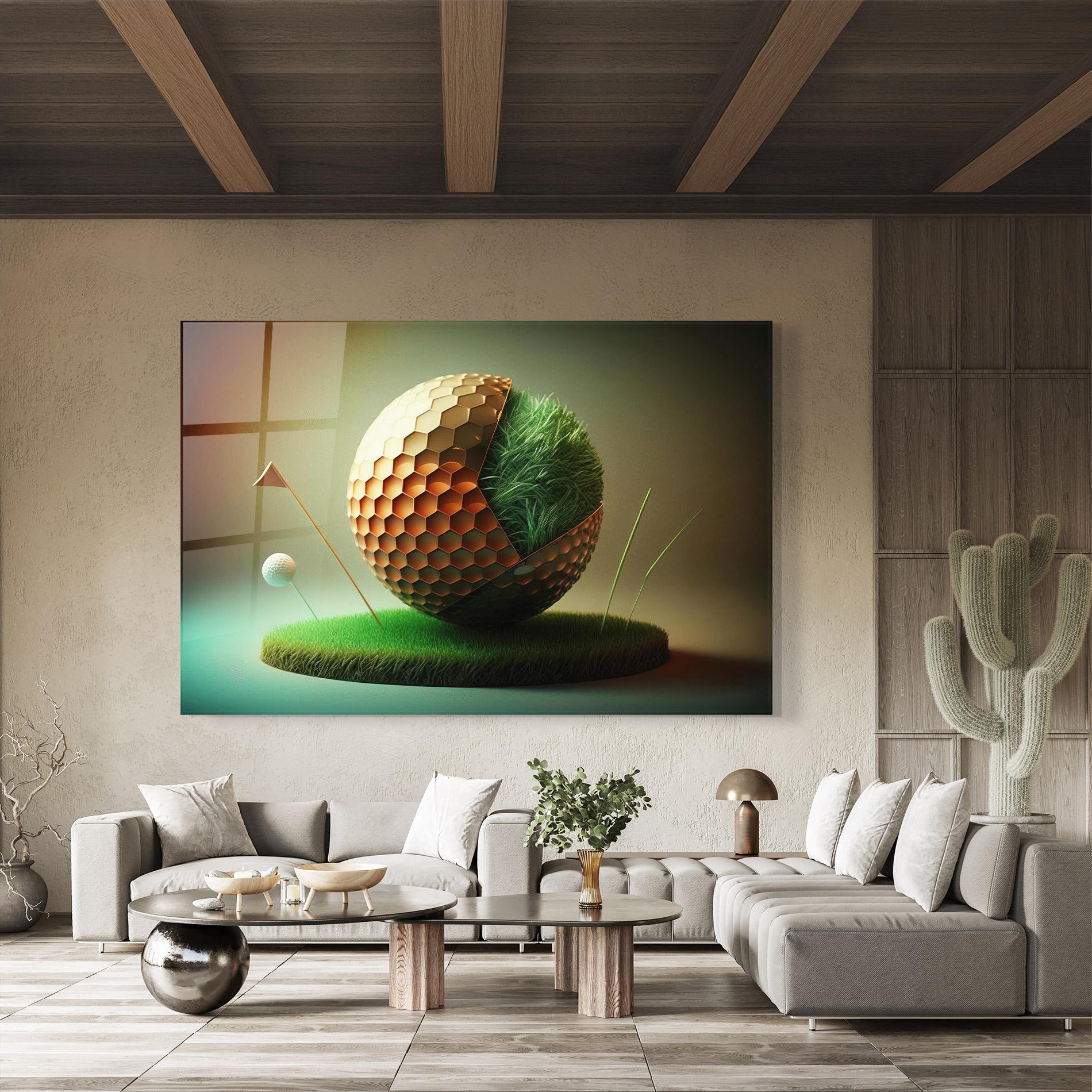 Glasbild Golf Ball 3d Style mockup 8