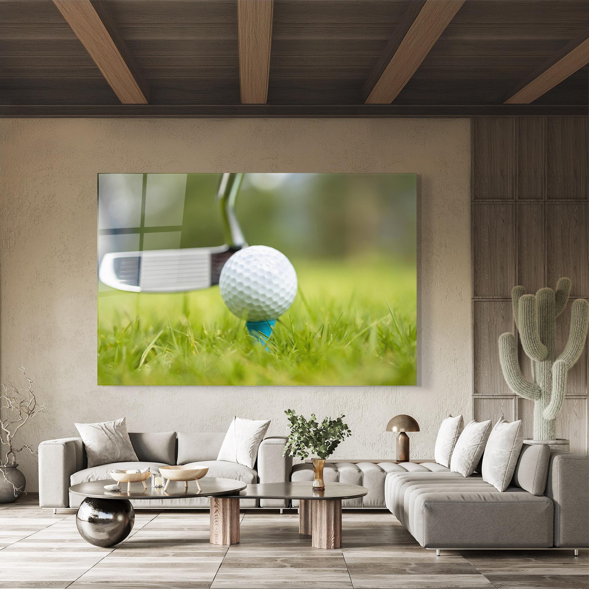 Glasbild Golf Ball Tee mockup 8