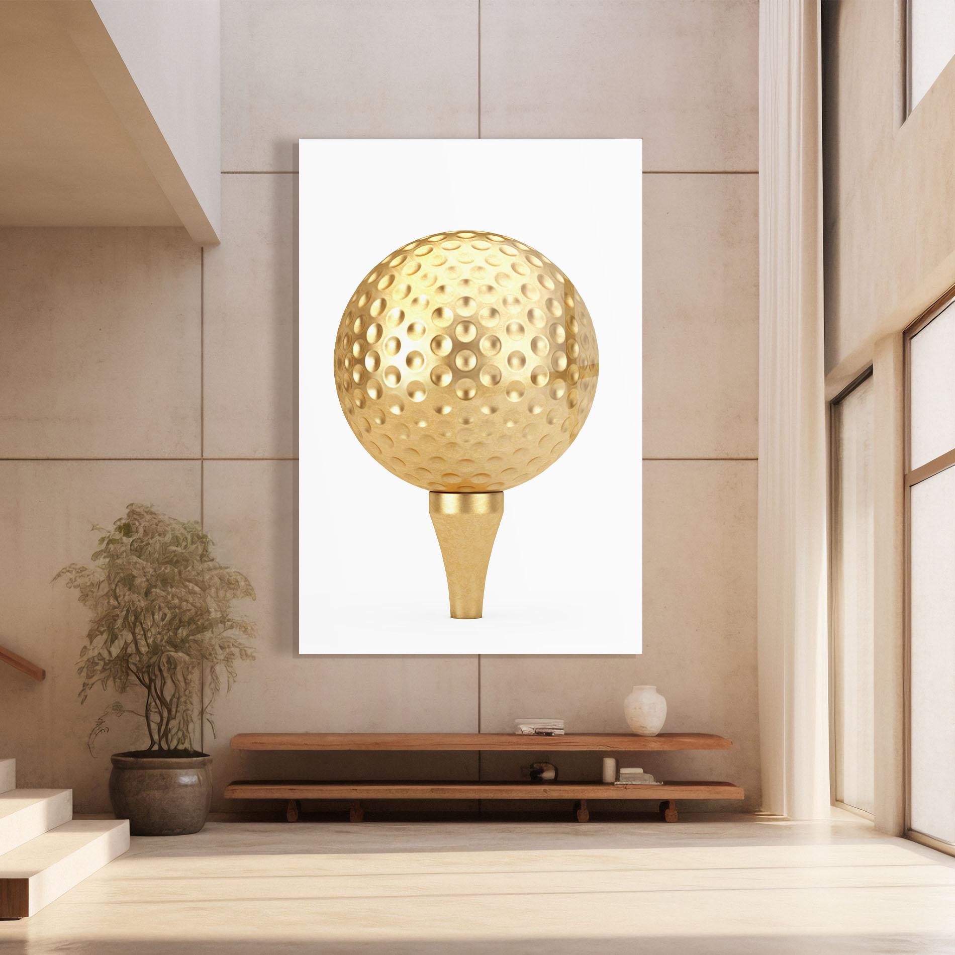 Glasbild Golden Golf Ball mockup 8