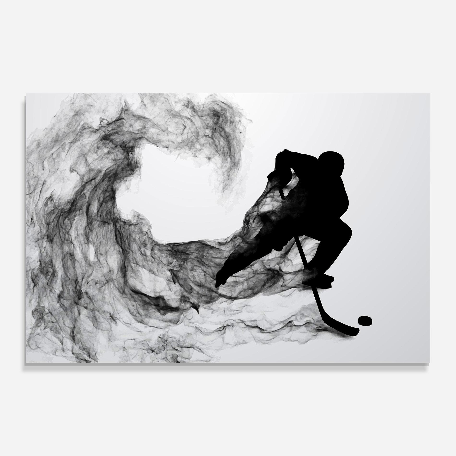 Glasbild Black Smoke Hockey mockup 0