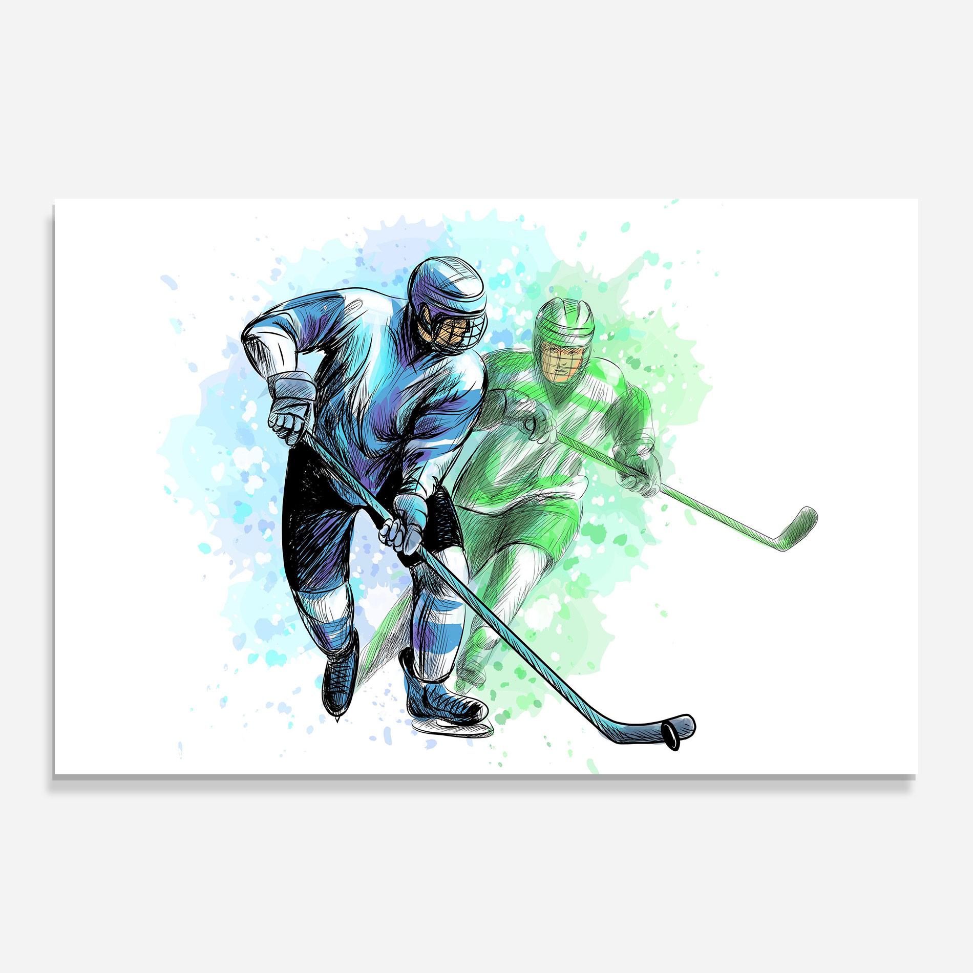 Glasbild Green Blue Hockey mockup 0