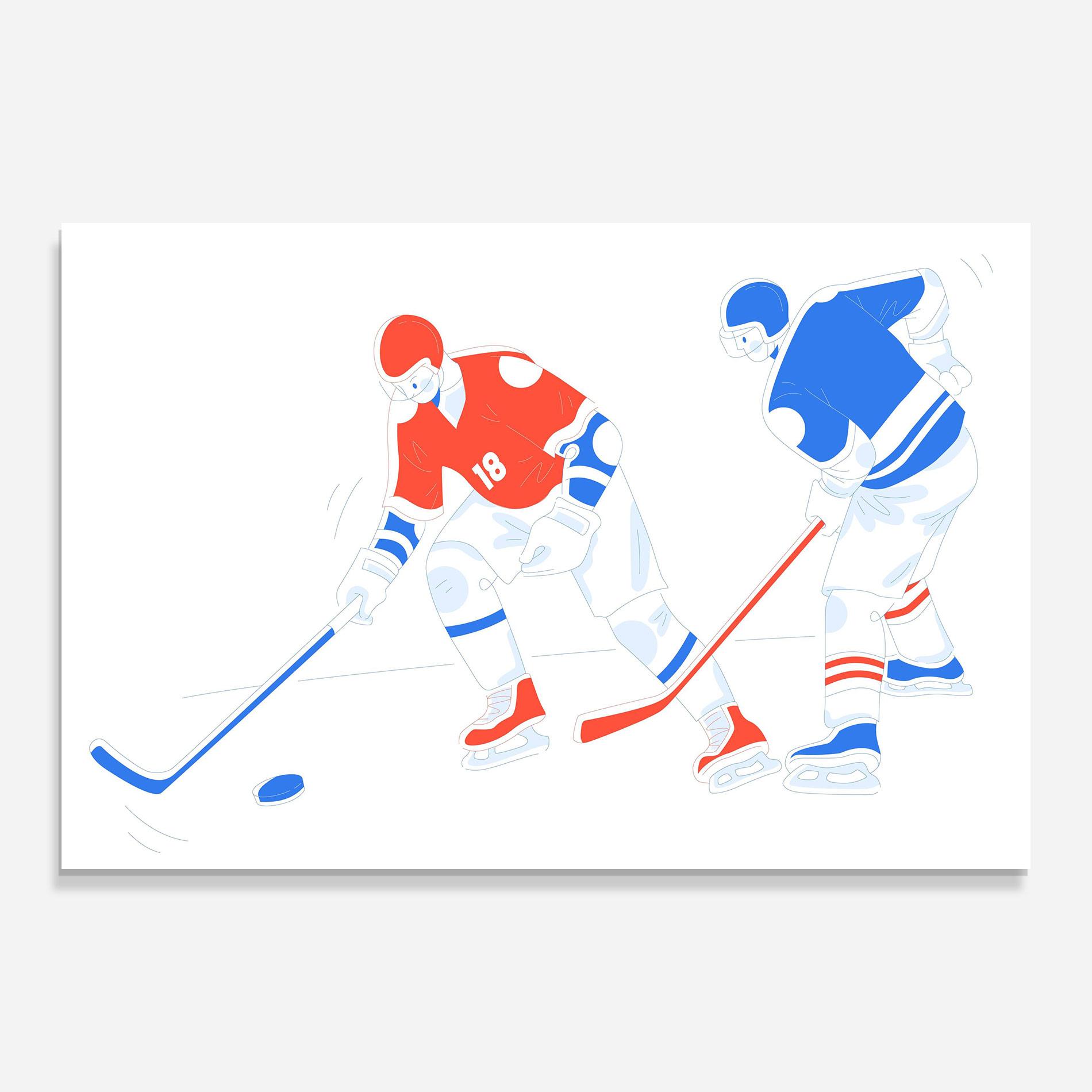 Glasbild Orange Blue Hockey mockup 0